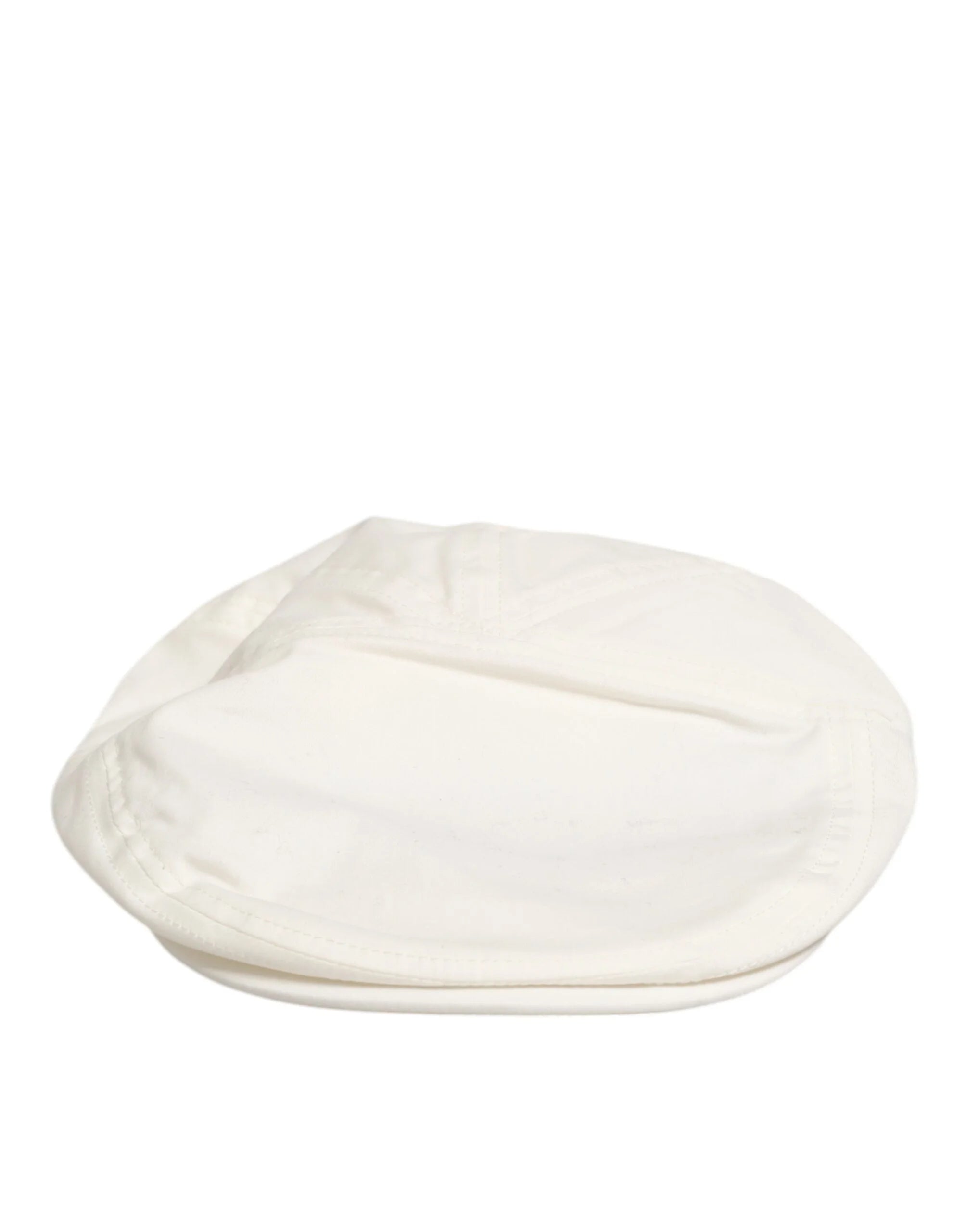 Dolce & Gabbana White Cotton Blend Leather Trim Flat Men Cap Hat - 58 cm|M - Flat Caps