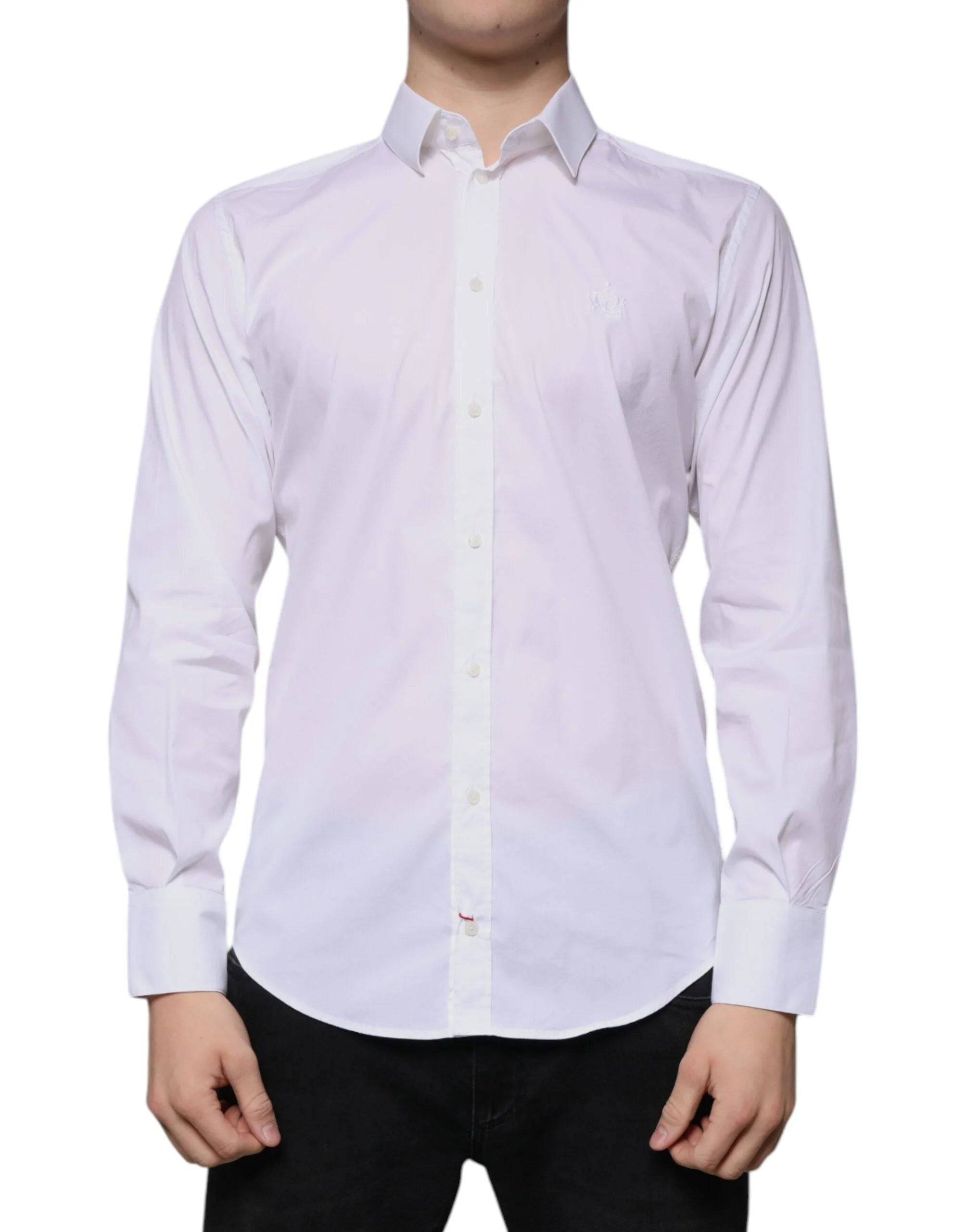 Dolce & Gabbana White Cotton Blend Men MARTINI Dress Shirt - IT39 | S - Shirts