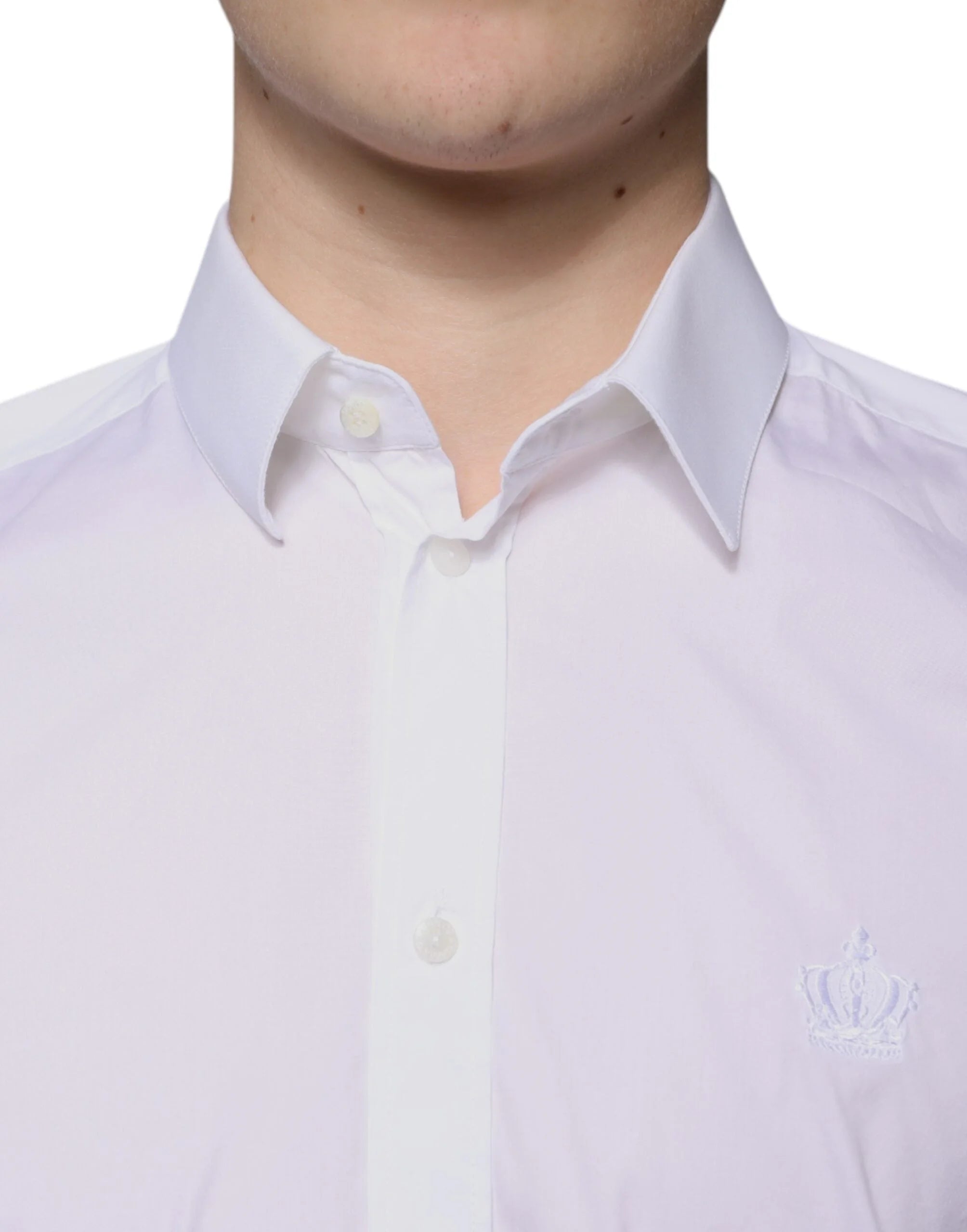 Dolce & Gabbana White Cotton Blend Men MARTINI Dress Shirt - IT39 | S - Shirts