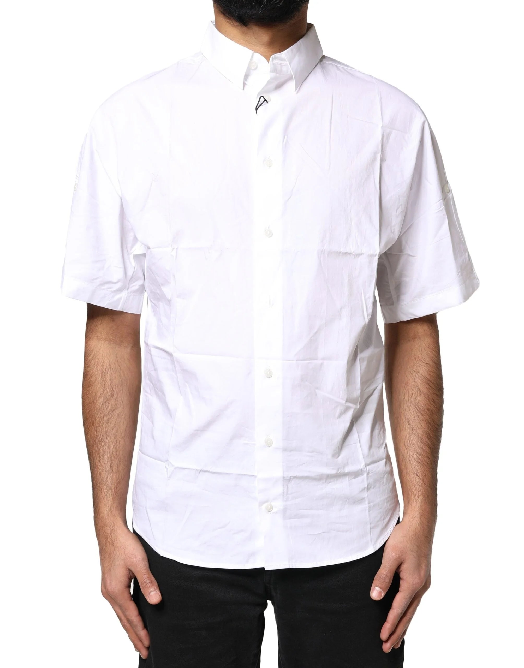 Dolce & Gabbana White Cotton Button Down Casual Men Polo Shirt - IT38 | XS - Shirts