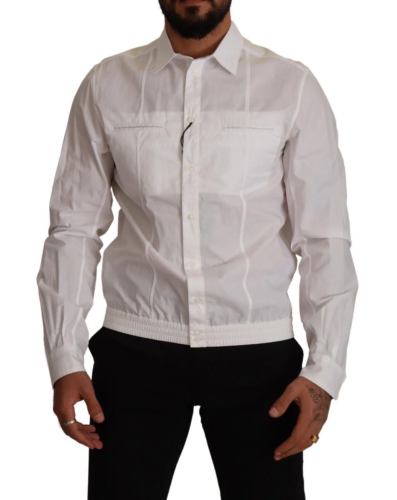 Dolce & Gabbana White Cotton Button Down Men Collared Shirt - IT41 | L - Shirts