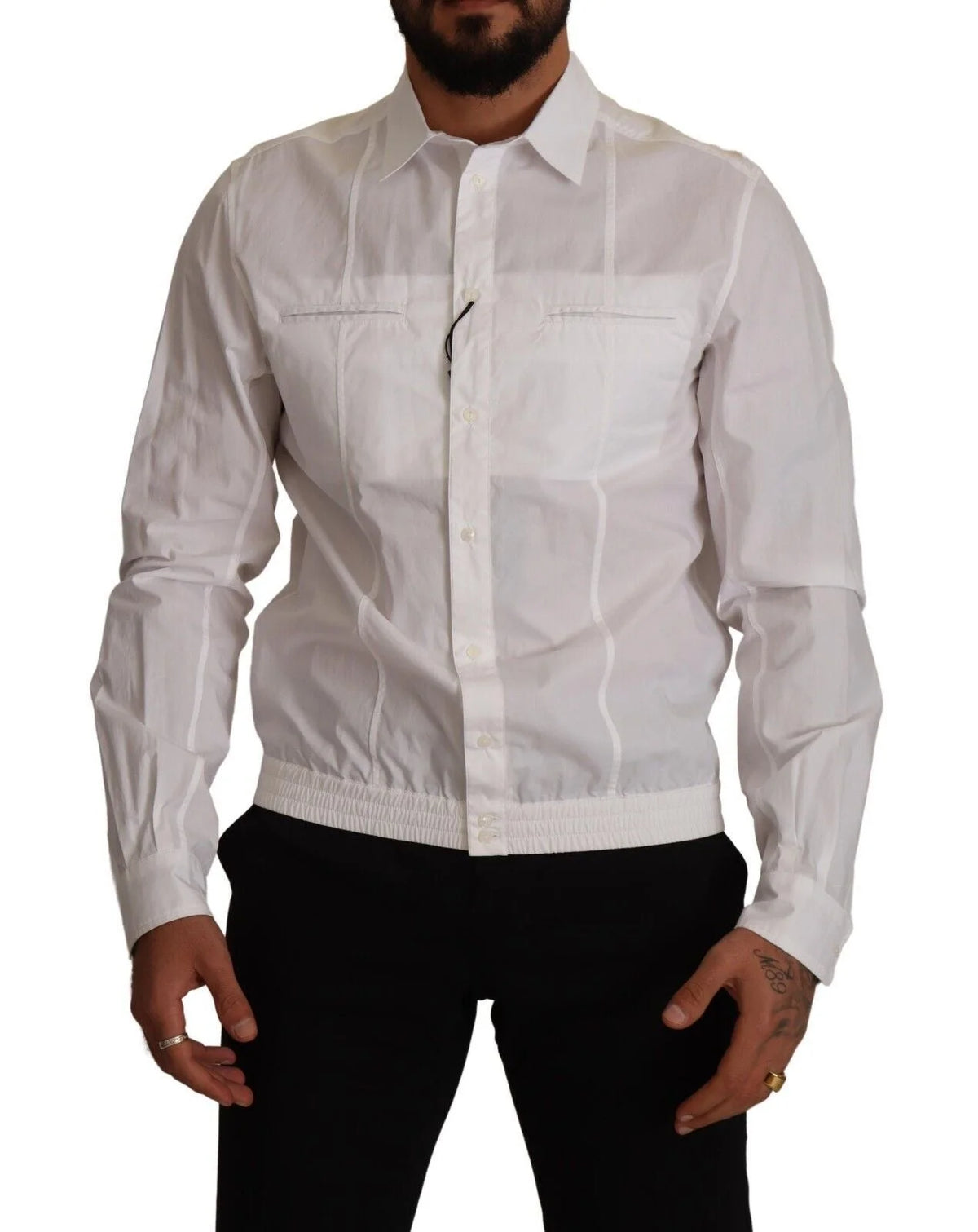 Dolce & Gabbana White Cotton Button Down Men Collared Shirt - IT41 | L - Shirts