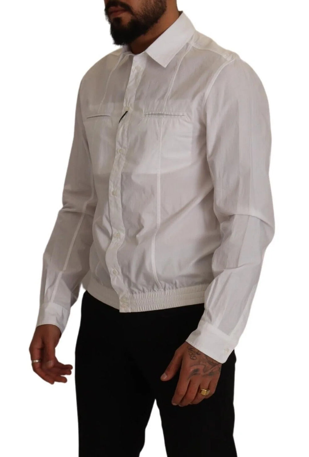 Dolce & Gabbana White Cotton Button Down Men Collared Shirt - IT41 | L - Shirts