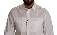 Dolce & Gabbana White Cotton Button Down Men Collared Shirt - IT41 | L - Shirts