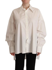 Dolce & Gabbana White Cotton Button Up Collared Long Sleeve Top - IT40|S - Polos