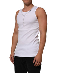 Dolce & Gabbana White Cotton Chain Necklace Tank Top T-shirt - IT50 | L - Tank Tops