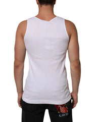 Dolce & Gabbana White Cotton Chain Necklace Tank Top T-shirt - IT50 | L - Tank Tops