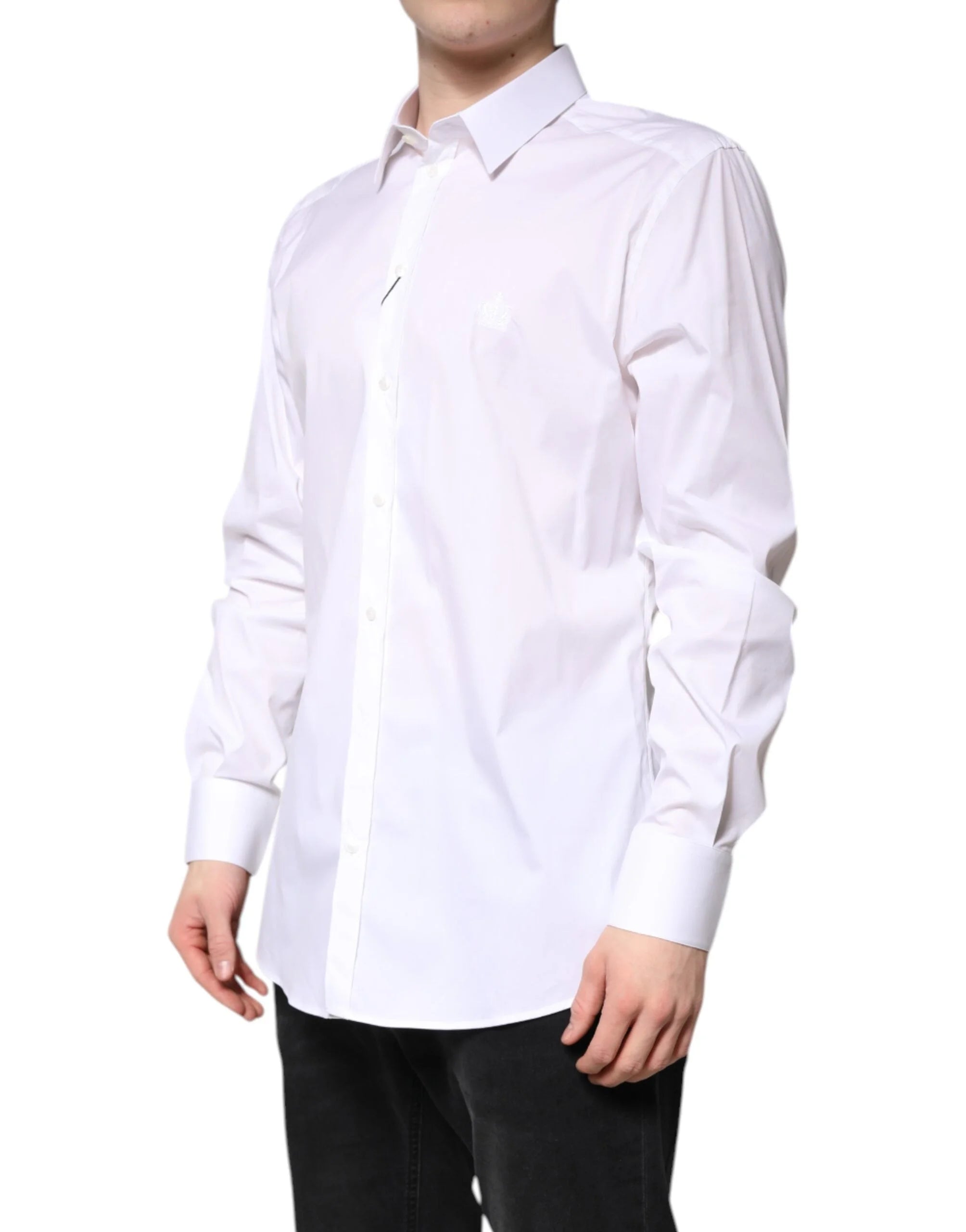 Dolce & Gabbana White Cotton Collared GOLD FormalDress Shirt - IT37 | XS - Shirts