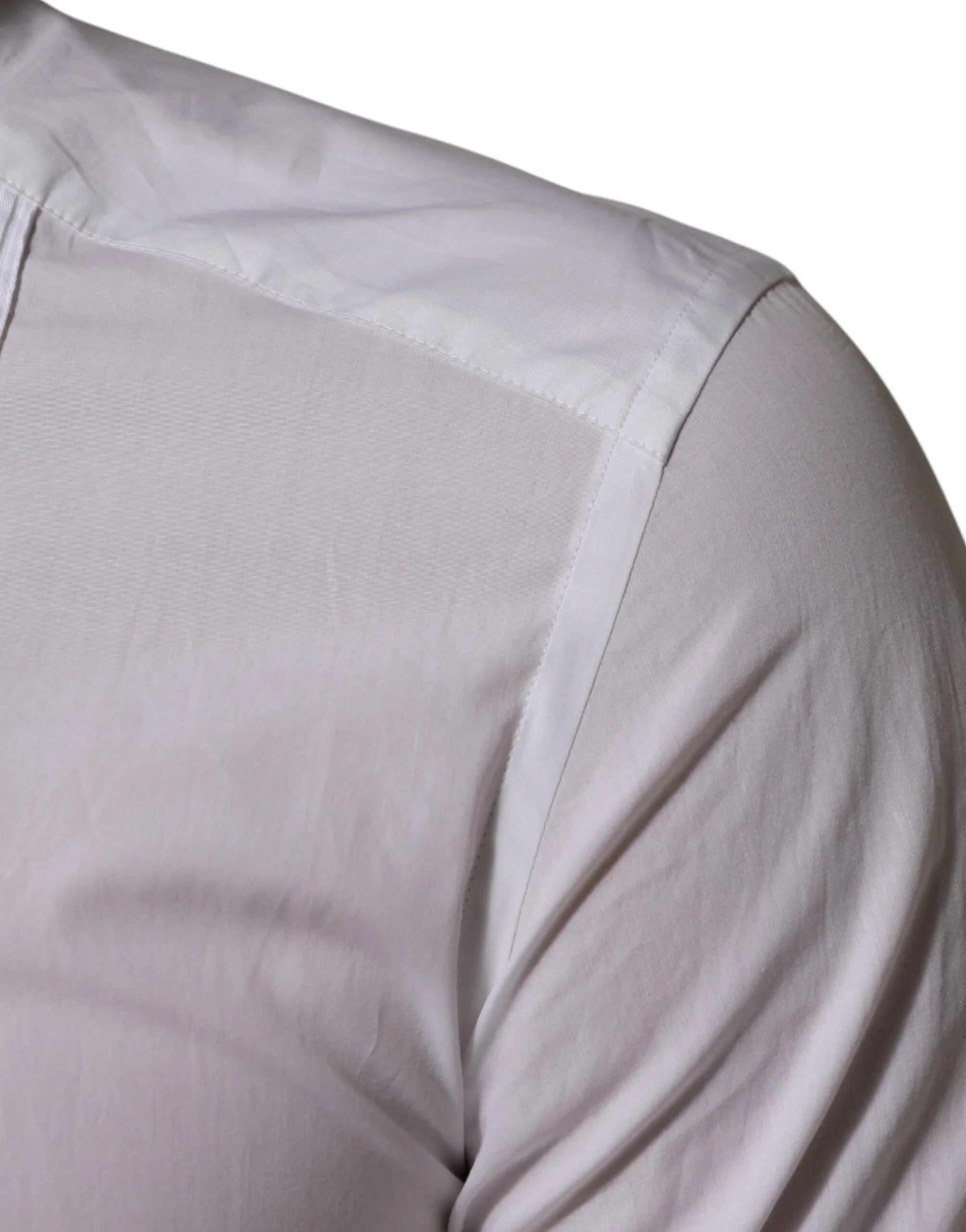 Dolce & Gabbana White Cotton Collared Long Sleeve GOLD Dress Shirt - IT38 | XS