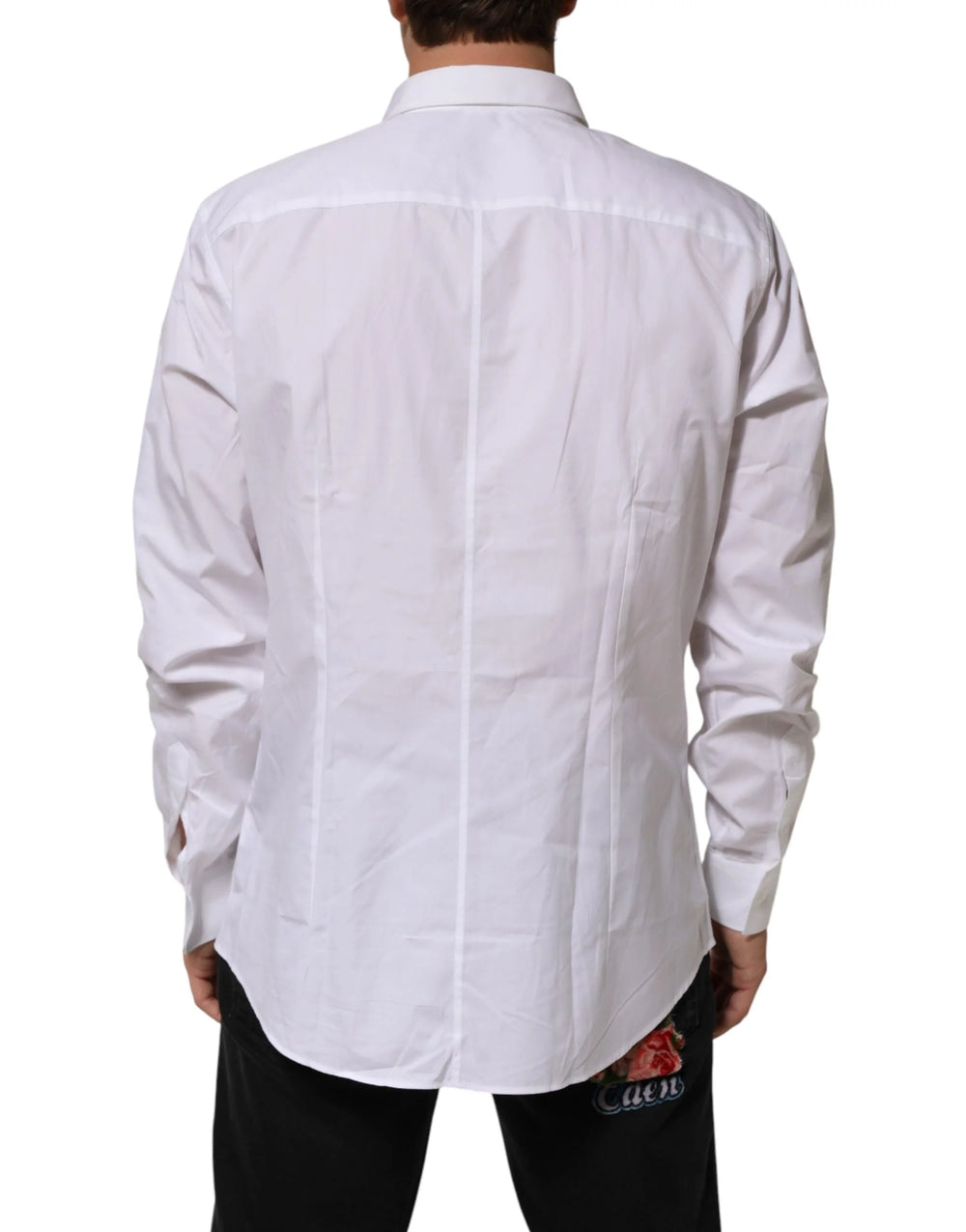Dolce & Gabbana White Cotton Collared Long Sleeve Men Dress Shirt - IT44 | 3XL