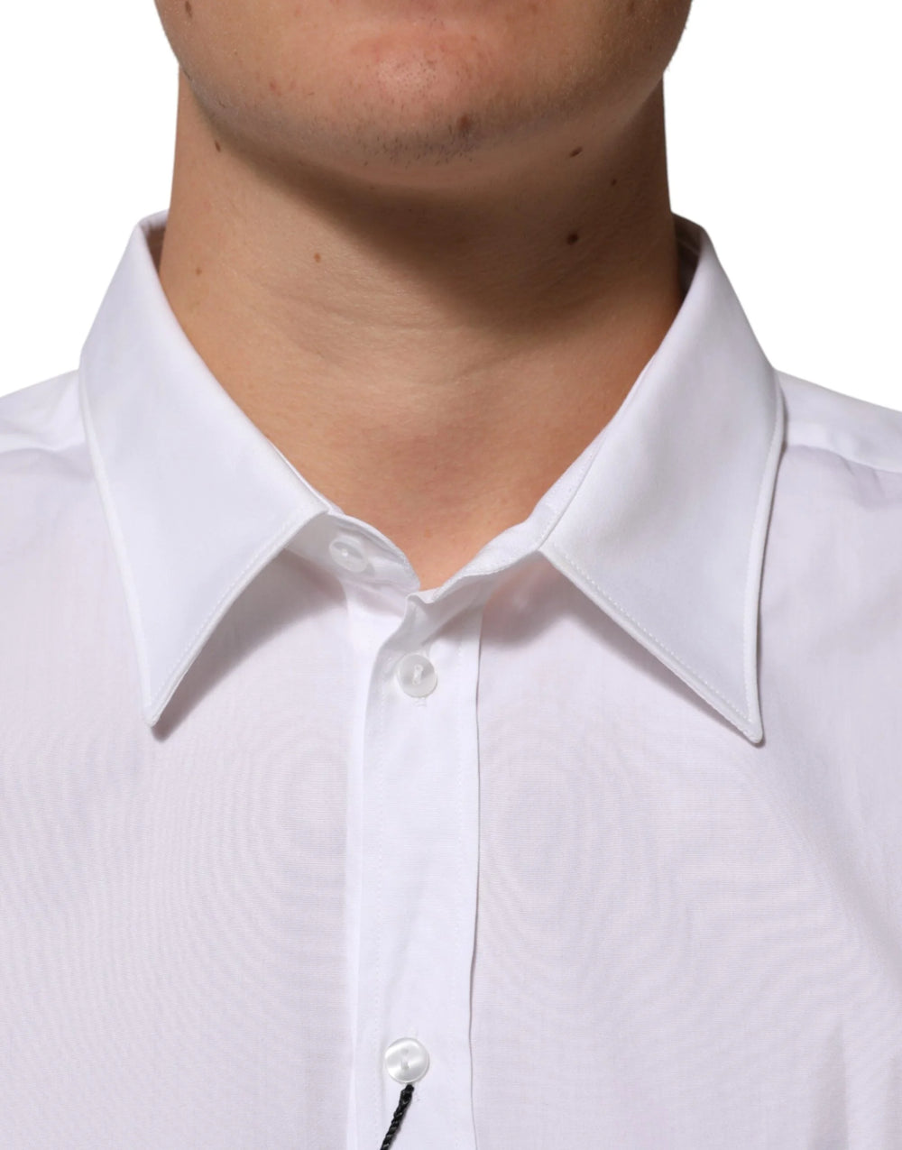 Dolce & Gabbana White Cotton Collared Long Sleeve Men Dress Shirt - IT44 | 3XL