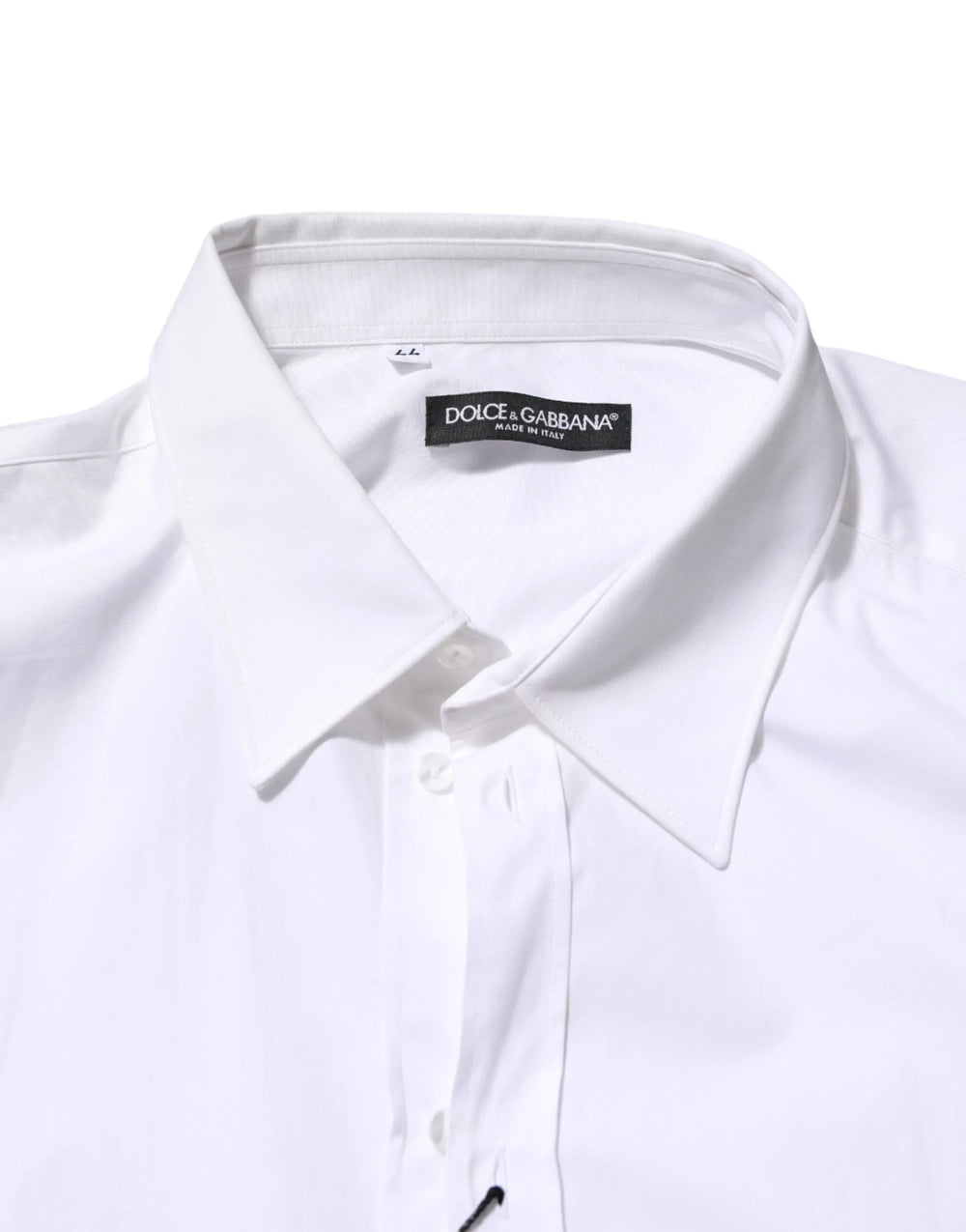 Dolce & Gabbana White Cotton Collared Long Sleeve Men Dress Shirt - IT44 | 3XL
