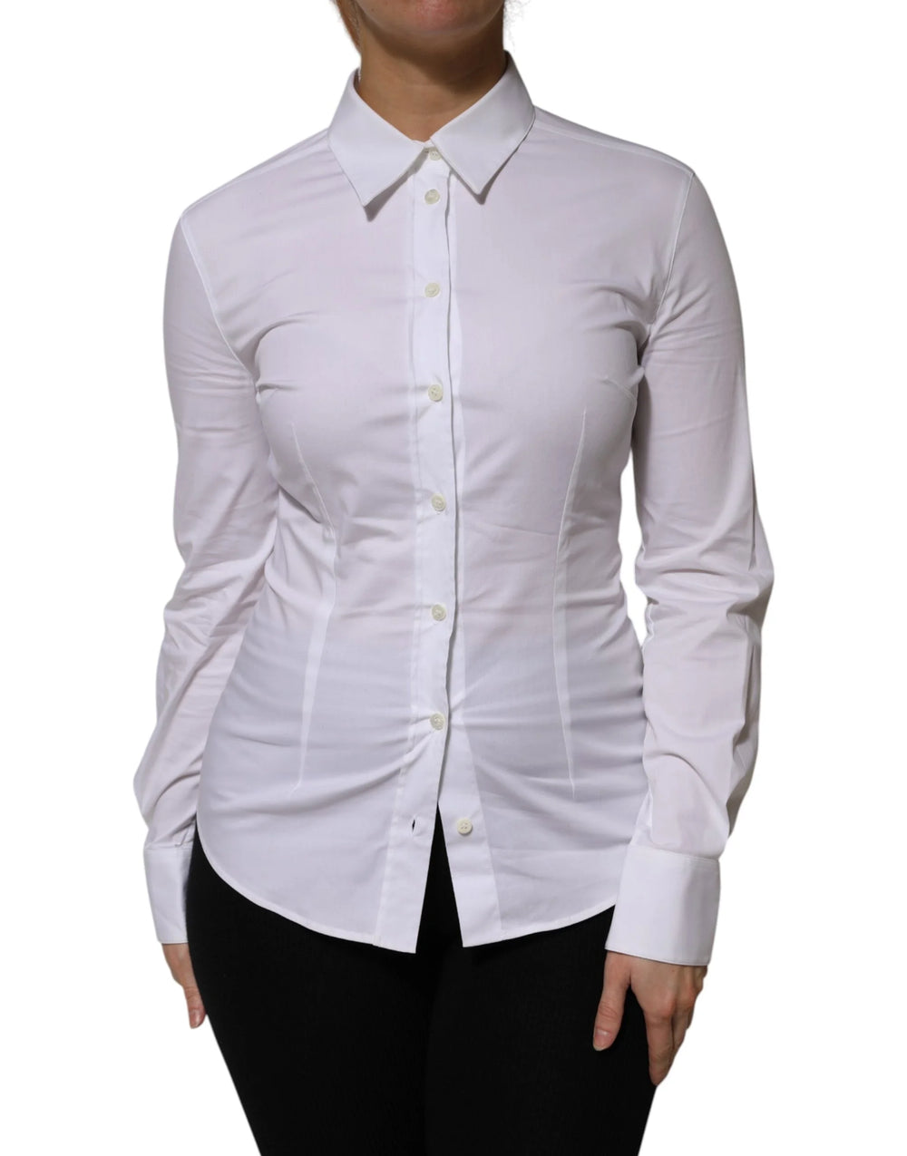 Dolce & Gabbana White Cotton Collared Long Sleeves Shirt Top - IT38 | XS - Shirts