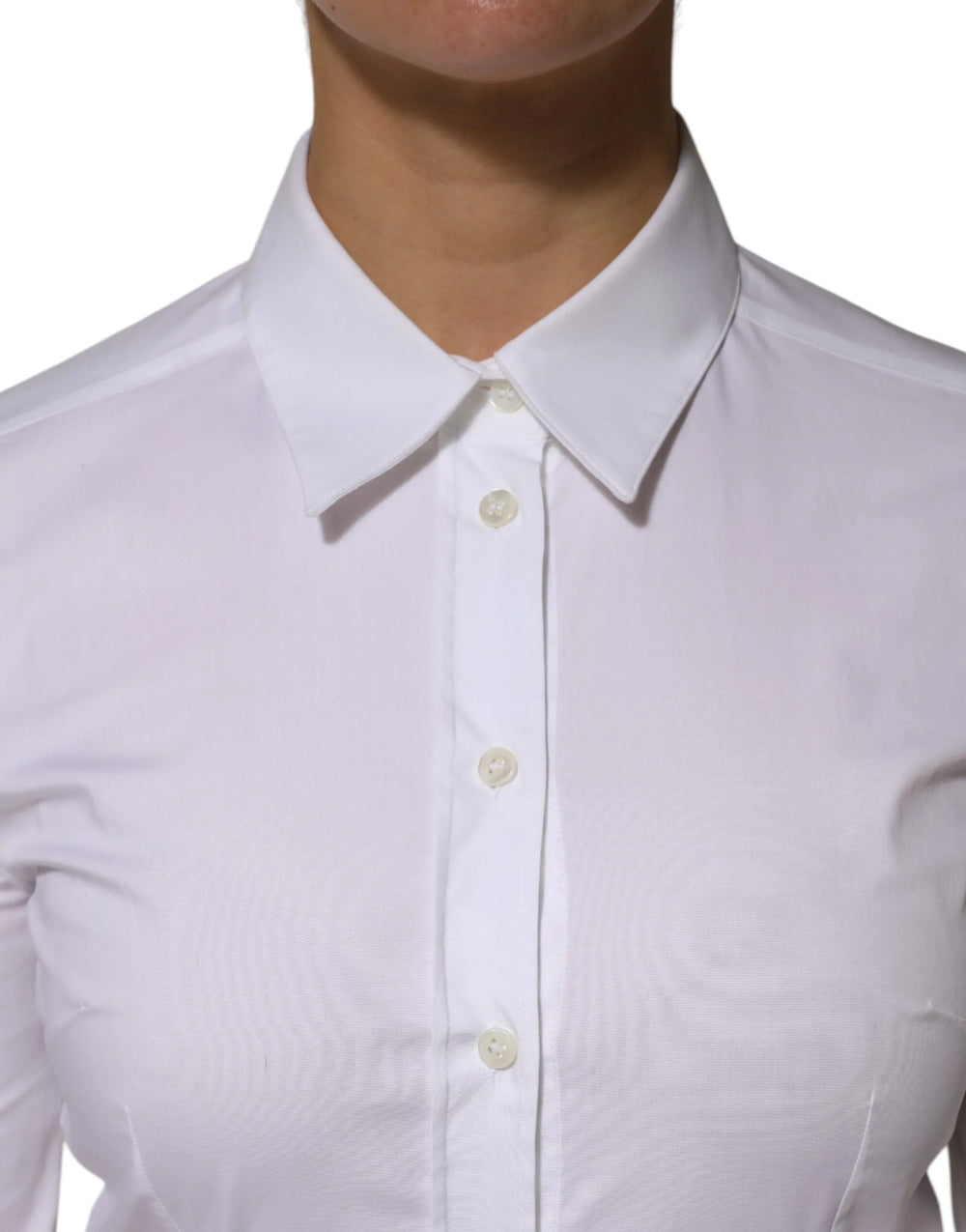 Dolce & Gabbana White Cotton Collared Long Sleeves Shirt Top - IT38 | XS - Shirts