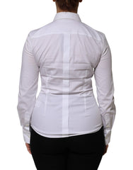 Dolce & Gabbana White Cotton Collared Long Sleeves Shirt Top - IT38 | XS - Shirts