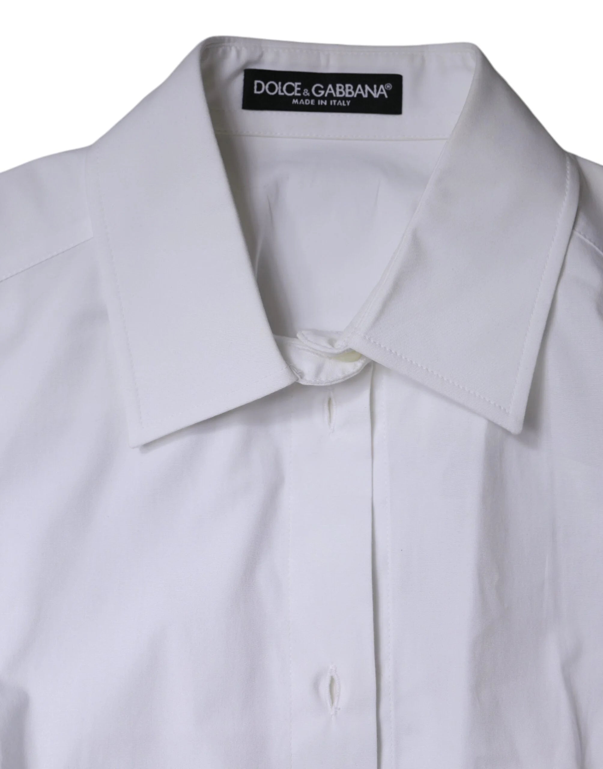 Dolce & Gabbana White Cotton Collared Long Sleeves Shirt Top - IT42|M - Shirts