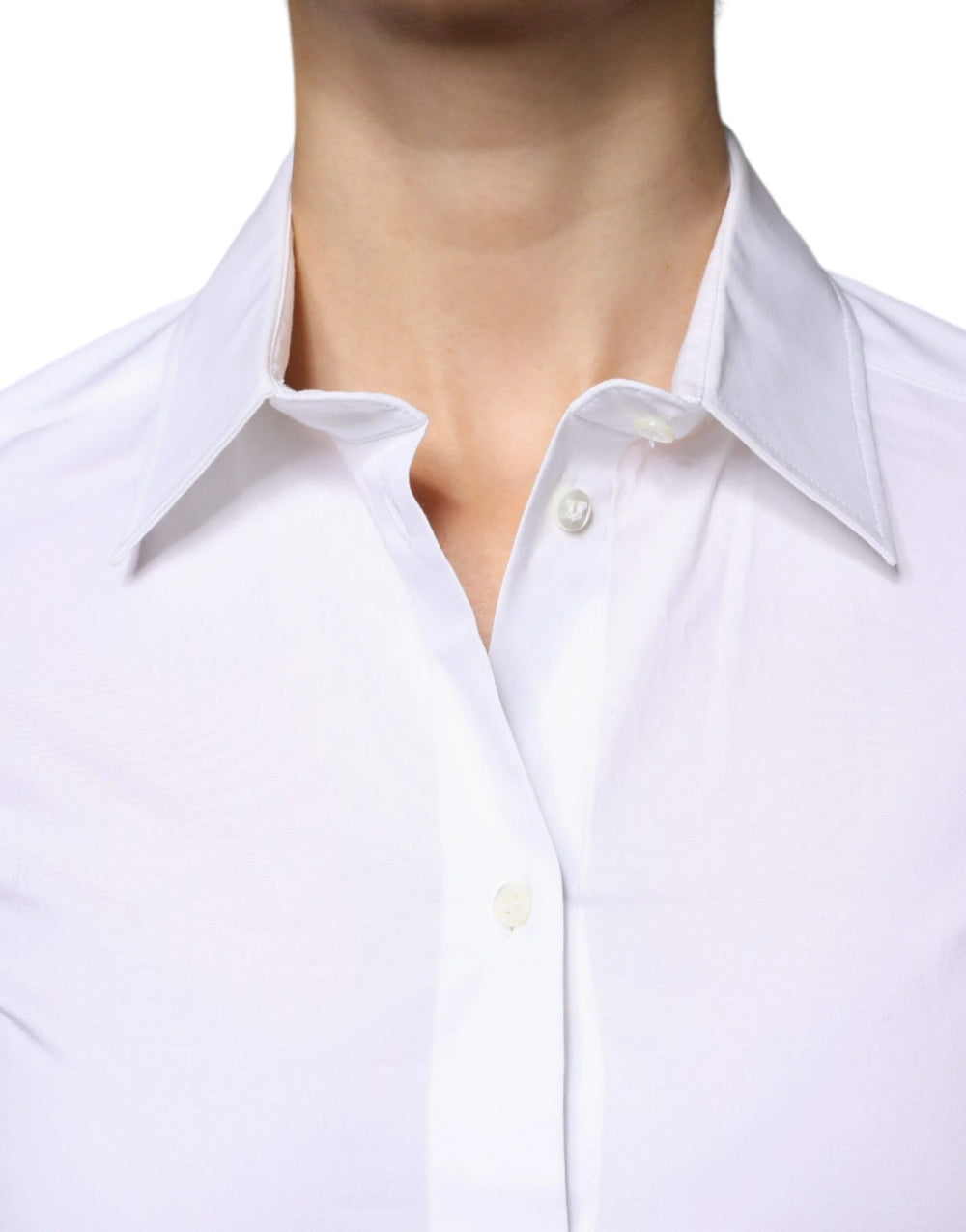 Dolce & Gabbana White Cotton Collared Long Sleeves Shirt Top - IT42|M - Shirts