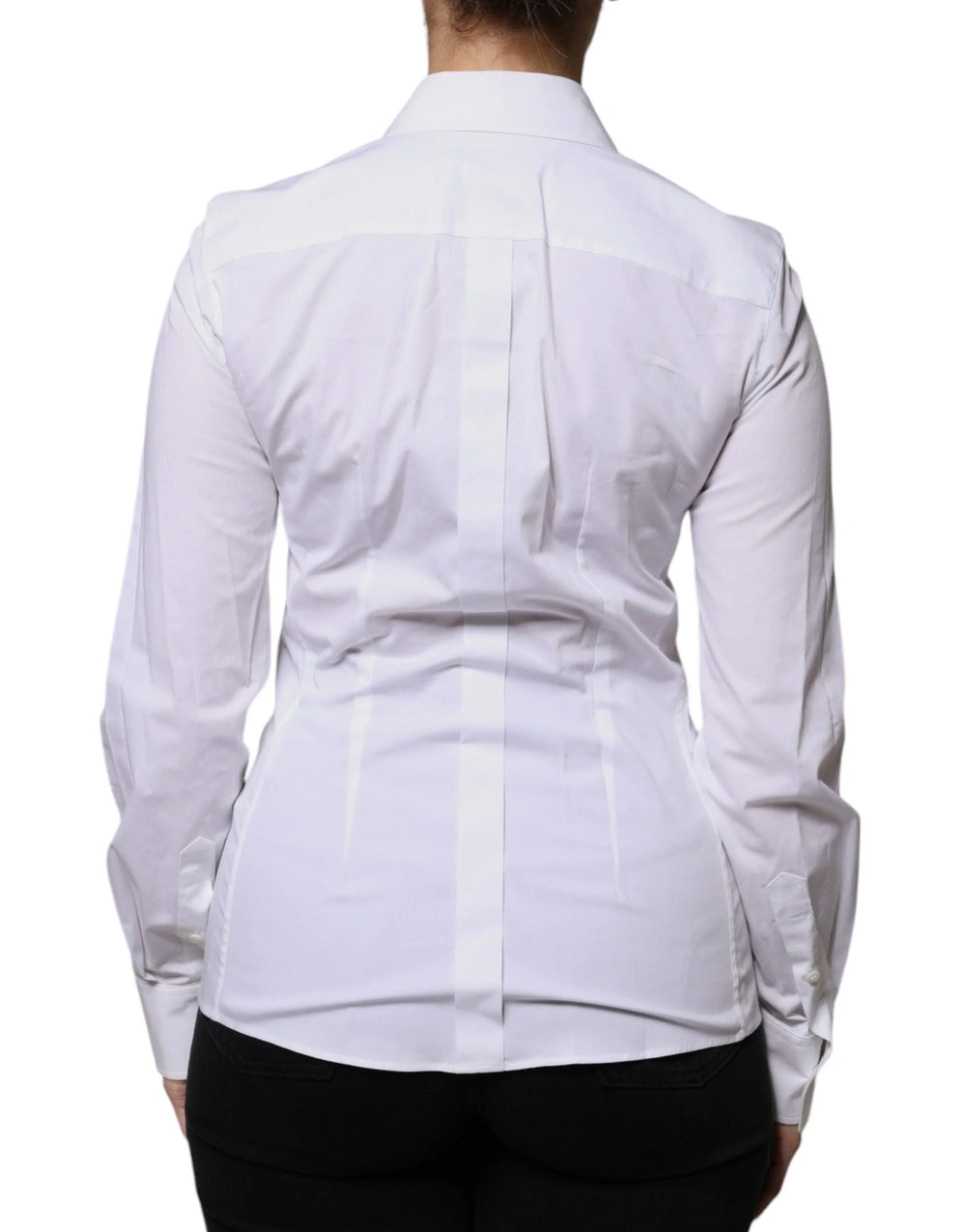Dolce & Gabbana White Cotton Collared Long Sleeves Shirt Top - IT42|M - Shirts