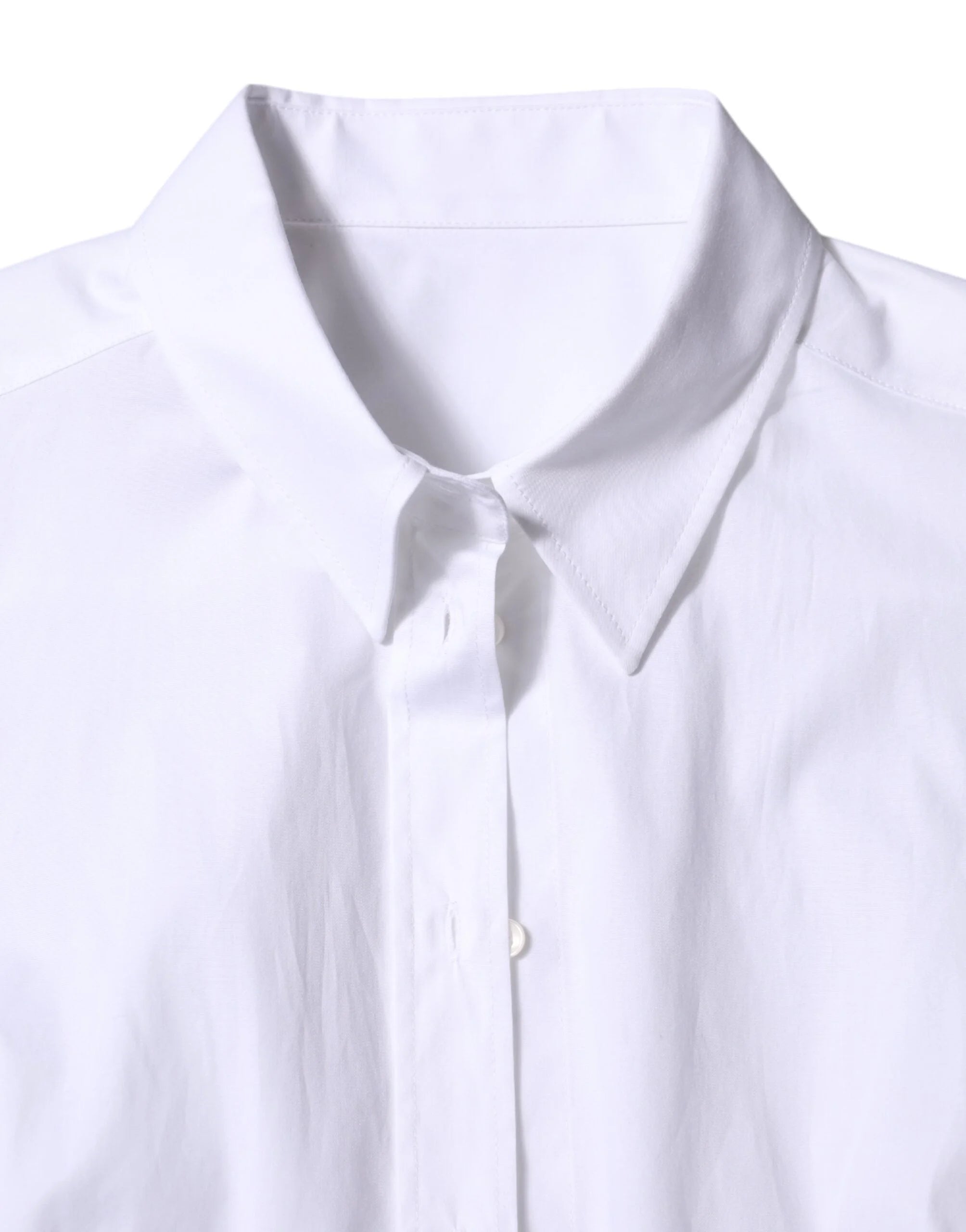 Dolce & Gabbana White Cotton Collared Long Sleeves Shirt Top - IT46|XL - Shirts