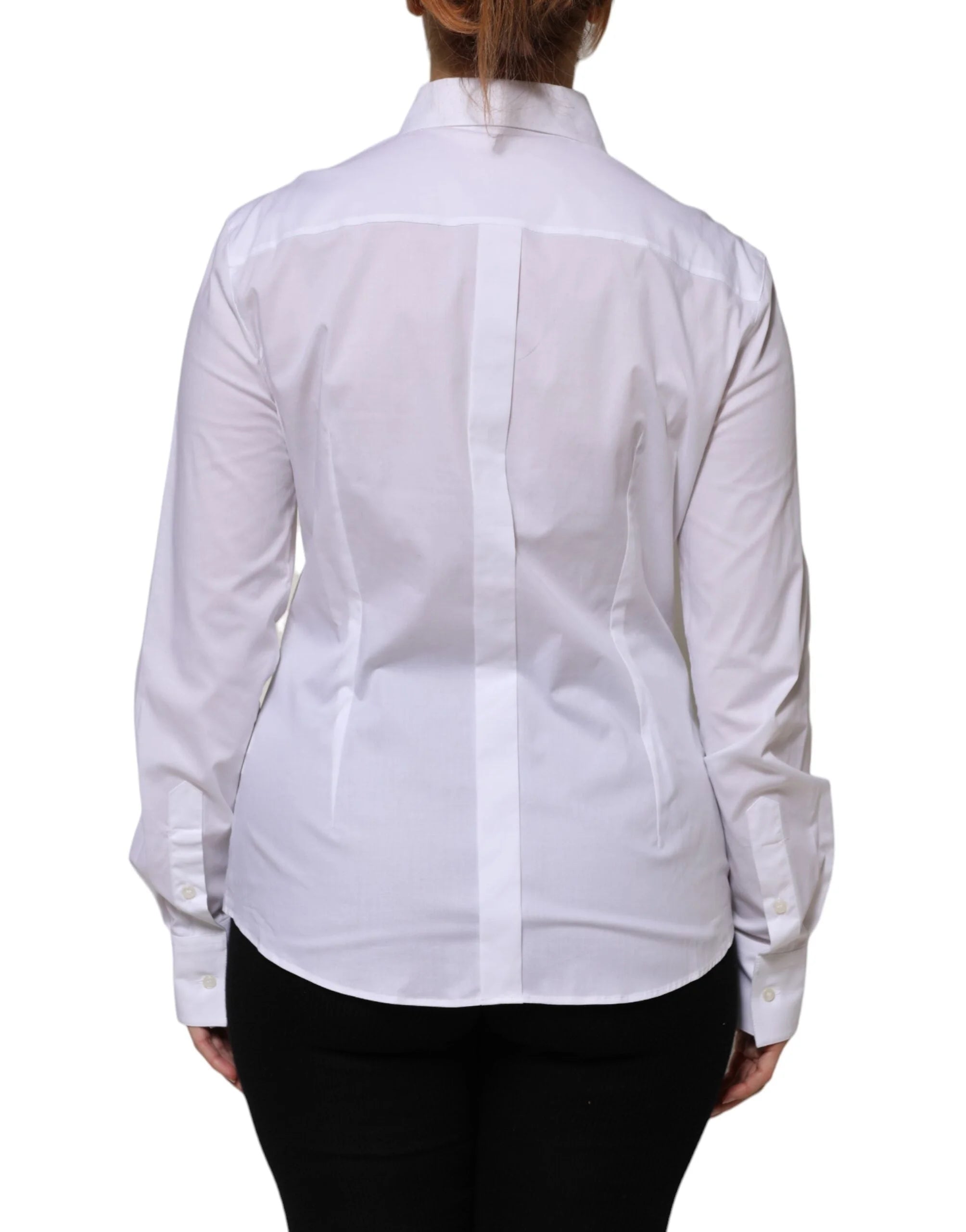 Dolce & Gabbana White Cotton Collared Long Sleeves Shirt Top - IT46|XL
