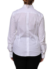 Dolce & Gabbana White Cotton Collared Long Sleeves Shirt Top - IT46|XL