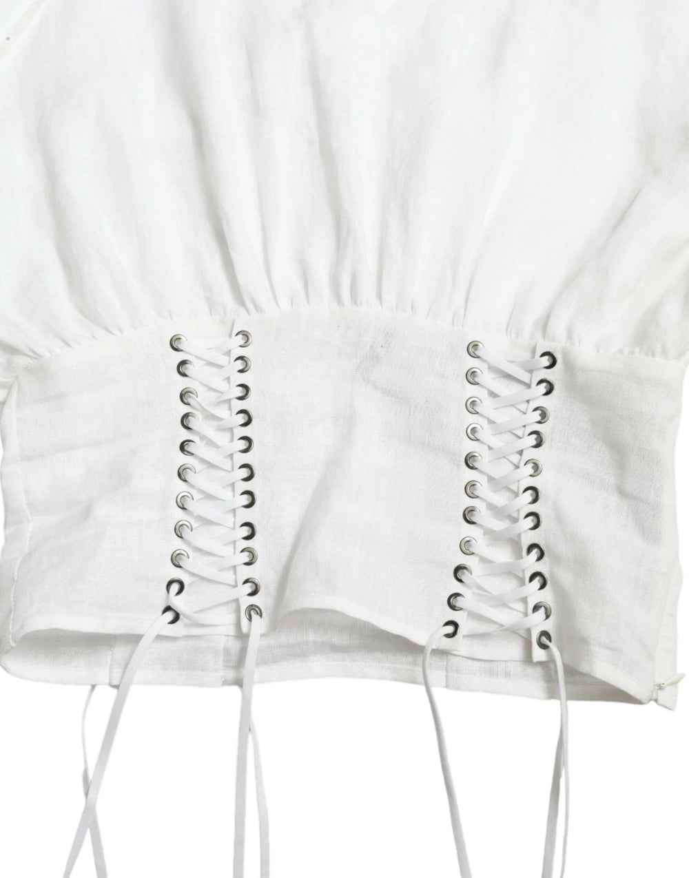 Dolce & Gabbana White Cotton Corset Cropped Long Sleeves Topclothing - IT40|S - Blouses
