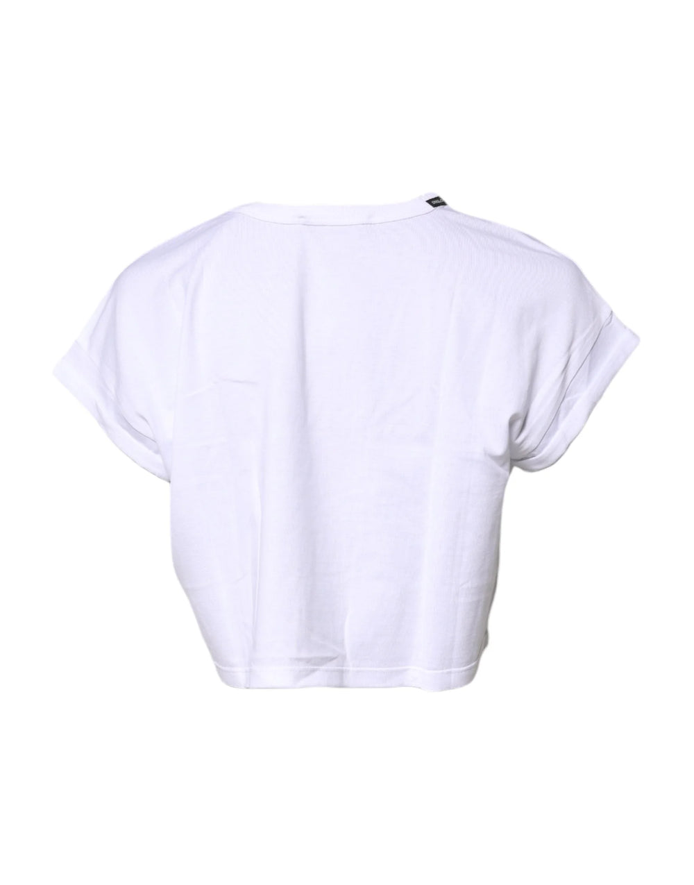 Dolce & Gabbana White Cotton Crew Neck Cropped T-shirt Top - IT36|XXS - T-Shirts