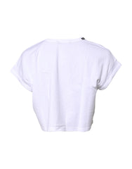 Dolce & Gabbana White Cotton Crew Neck Cropped T-shirt Top - IT36|XXS - T-Shirts