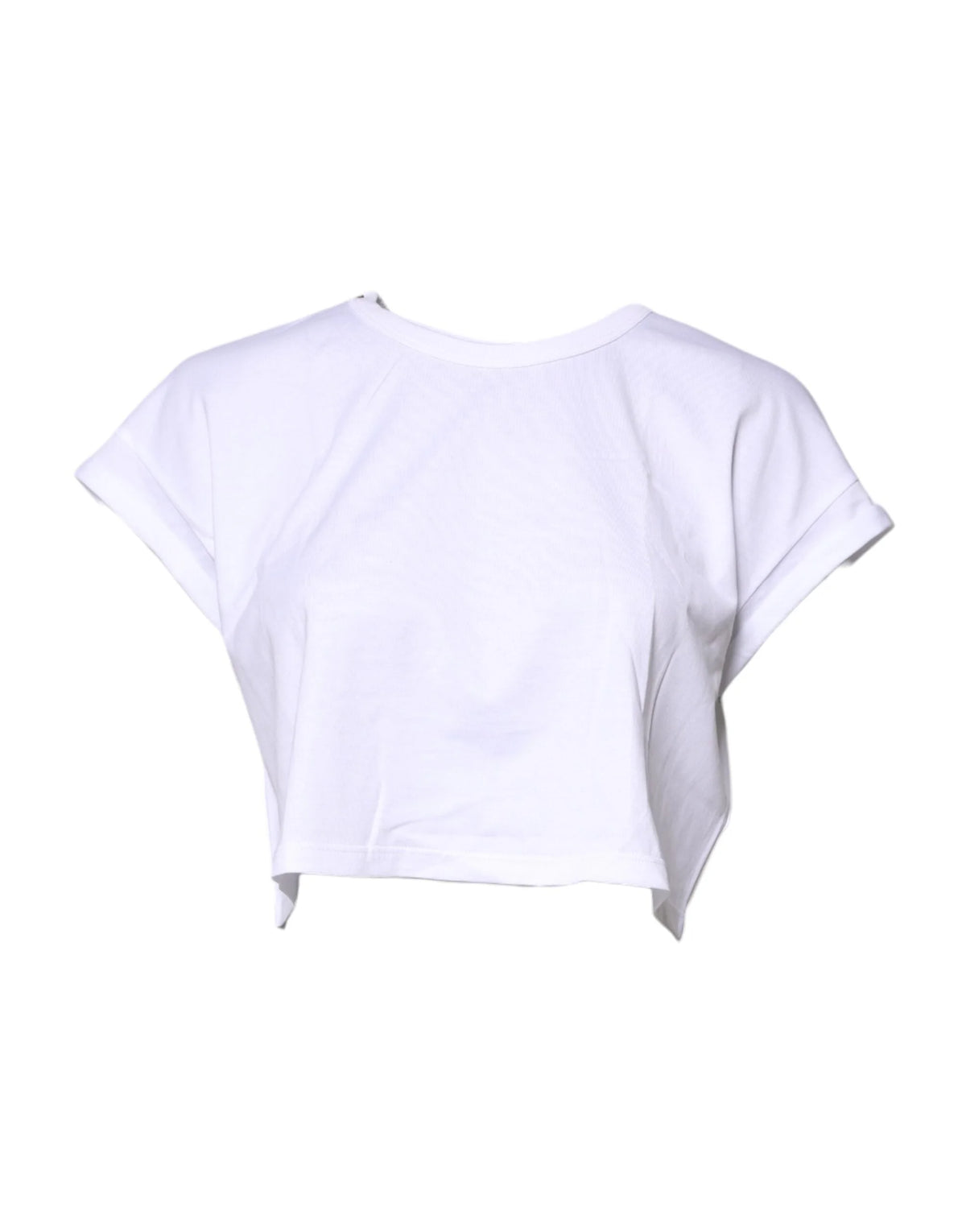 Dolce & Gabbana White Cotton Crew Neck Cropped T-shirt Top - IT36|XXS - T-Shirts