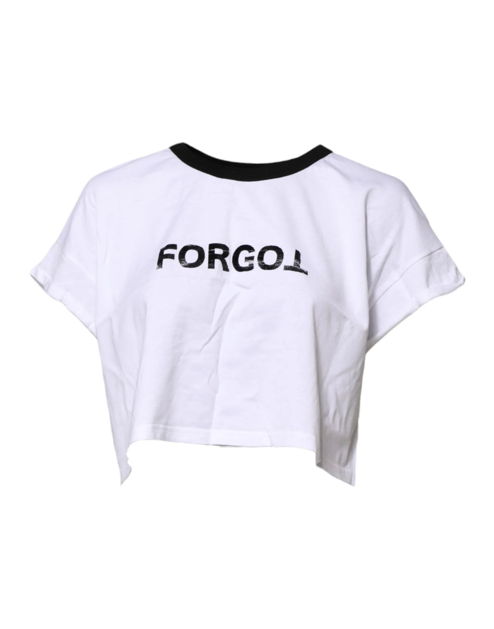 Dolce & Gabbana White Cotton Crew Neck Cropped Top T-shirt - IT44 | L