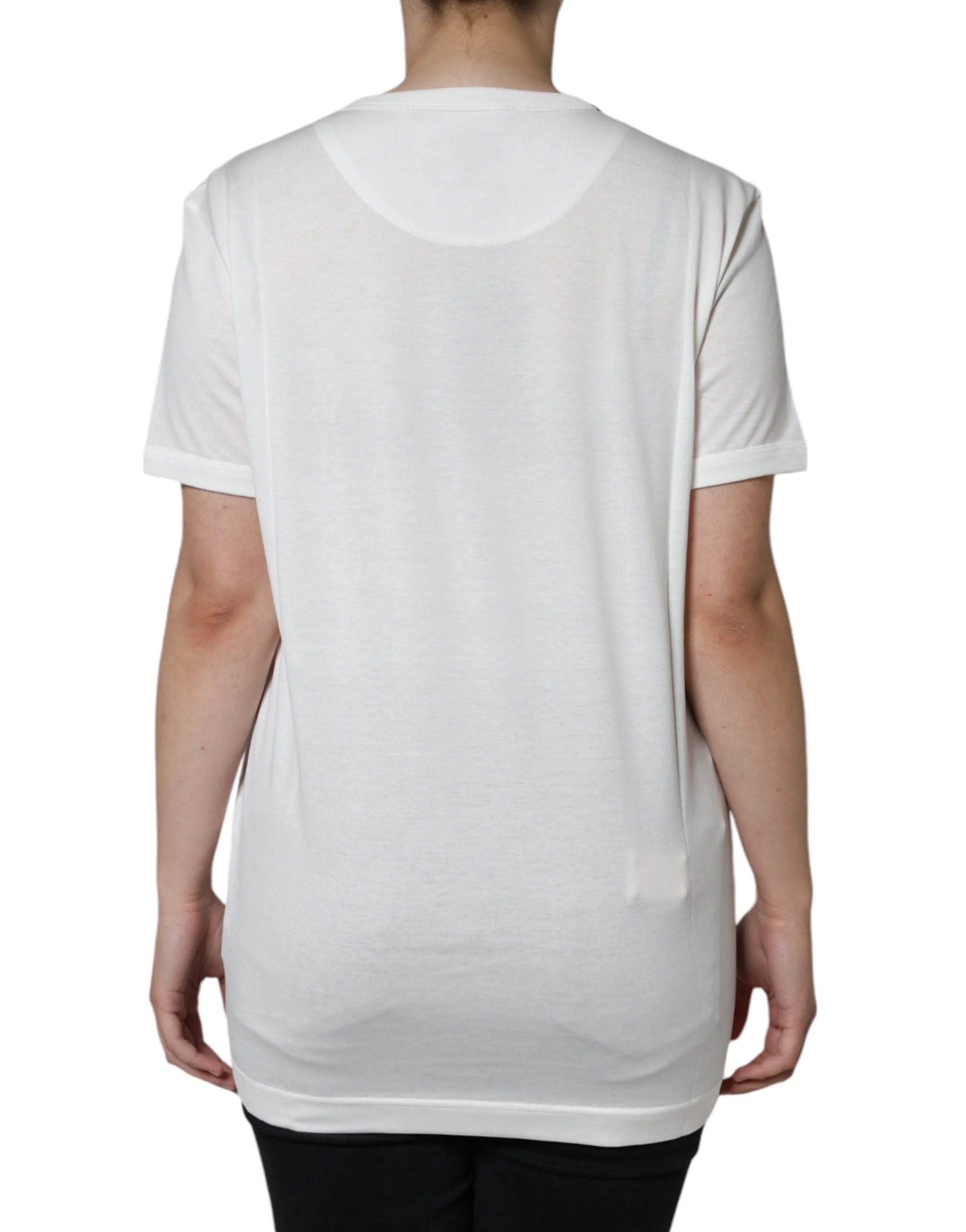 Dolce & Gabbana White Cotton Crew Neck Short Sleeve T-shirt - IT44 | L - T-Shirts