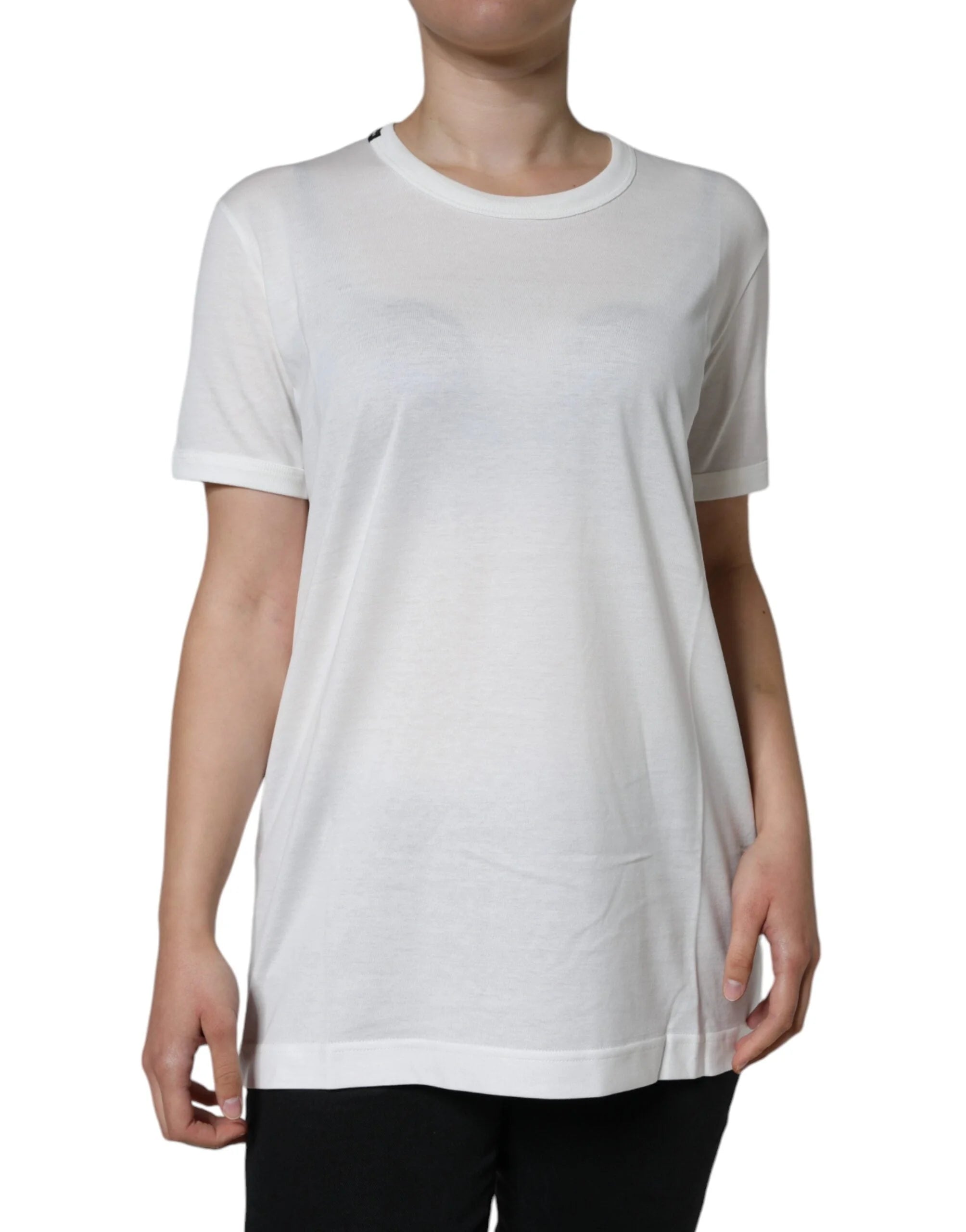 Dolce & Gabbana White Cotton Crew Neck Short Sleeve T-shirt - IT44 | L - T-Shirts