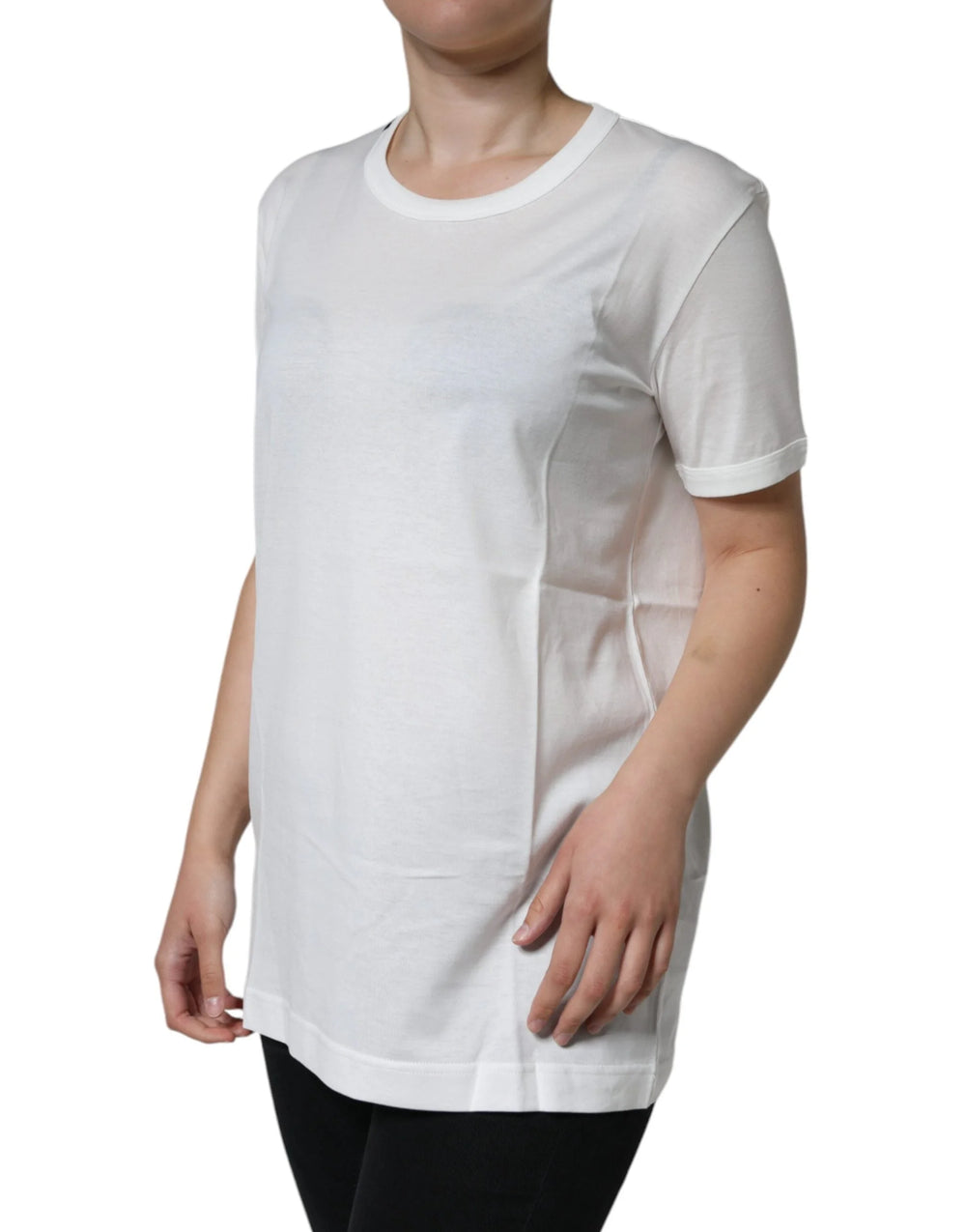 Dolce & Gabbana White Cotton Crew Neck Short Sleeve T-shirt - IT44 | L - T-Shirts