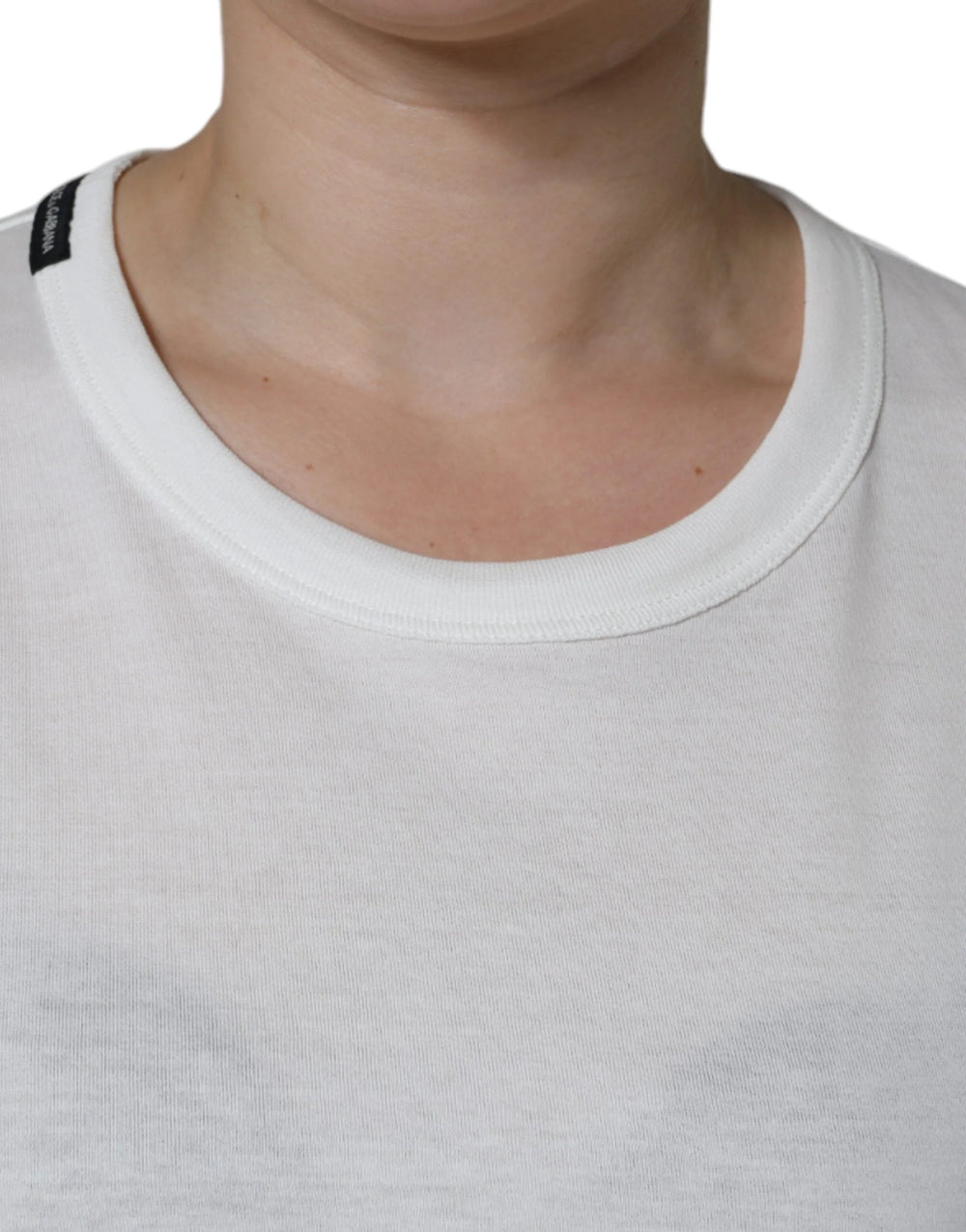 Dolce & Gabbana White Cotton Crew Neck Short Sleeve T-shirt - IT44 | L - T-Shirts