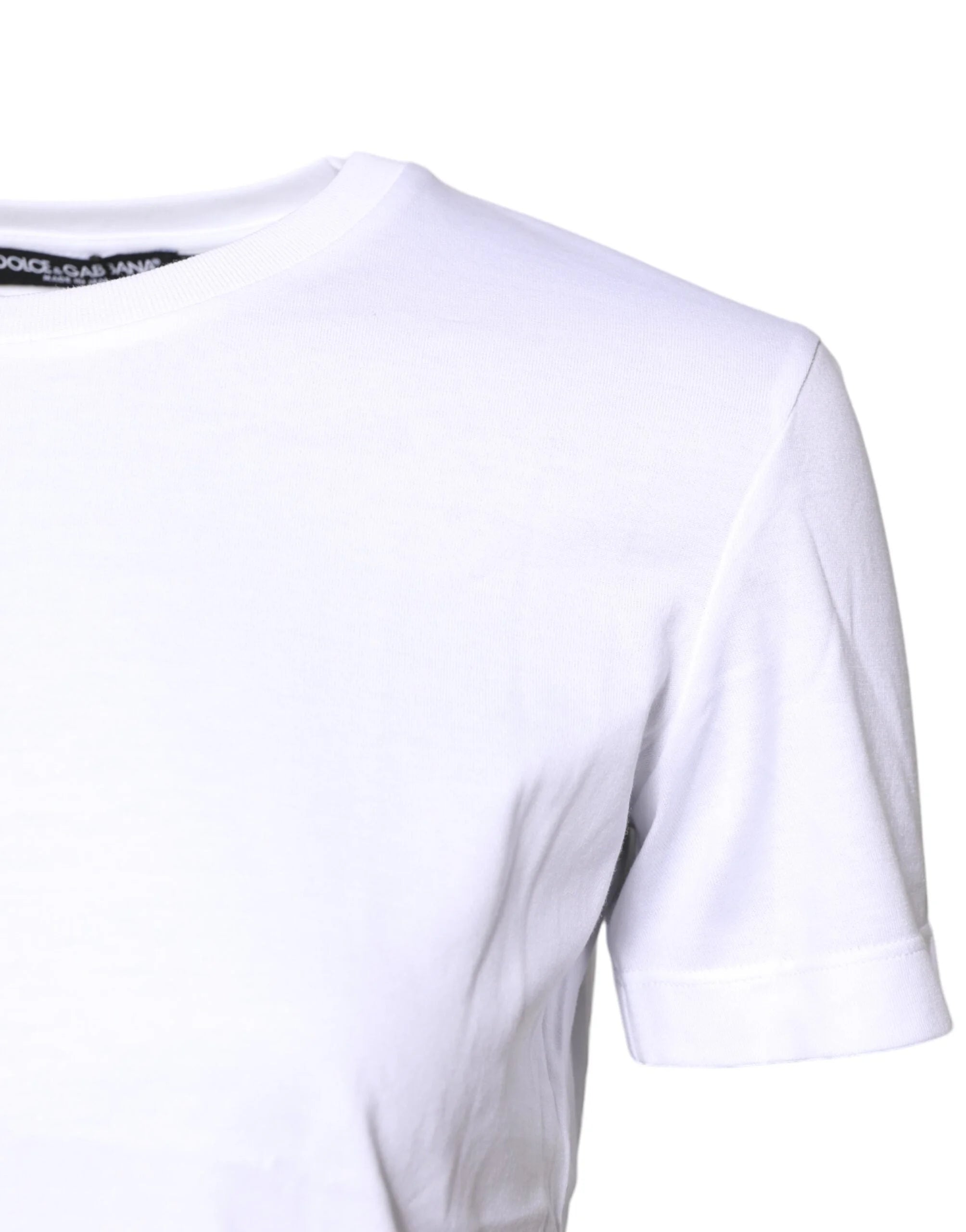 Dolce & Gabbana White Cotton Crew Neck Short Sleeves T-shirt - IT36|XXS - T-Shirts