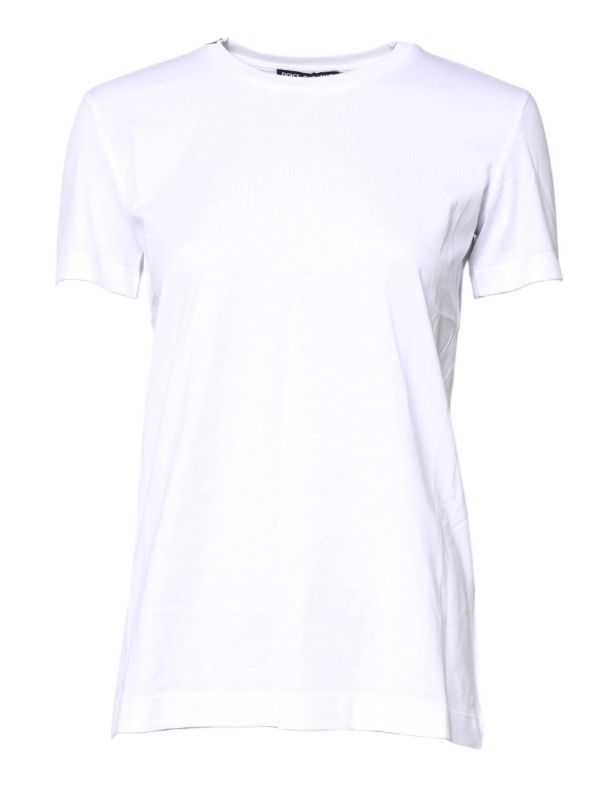 Dolce & Gabbana White Cotton Crew Neck Short Sleeves T-shirt - IT36|XXS - T-Shirts