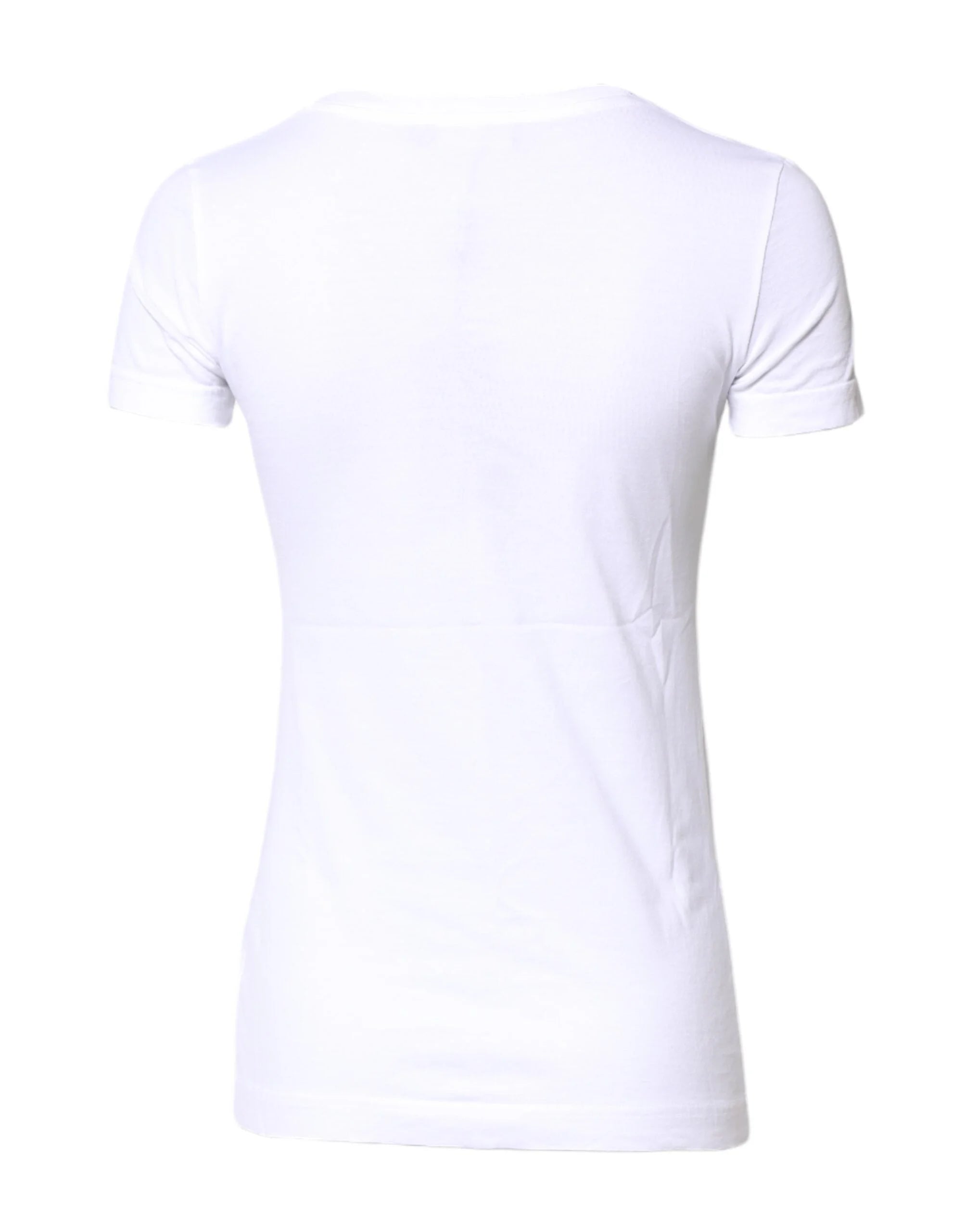 Dolce & Gabbana White Cotton Crew Neck Short Sleeves T-shirt - IT36|XXS - T-Shirts