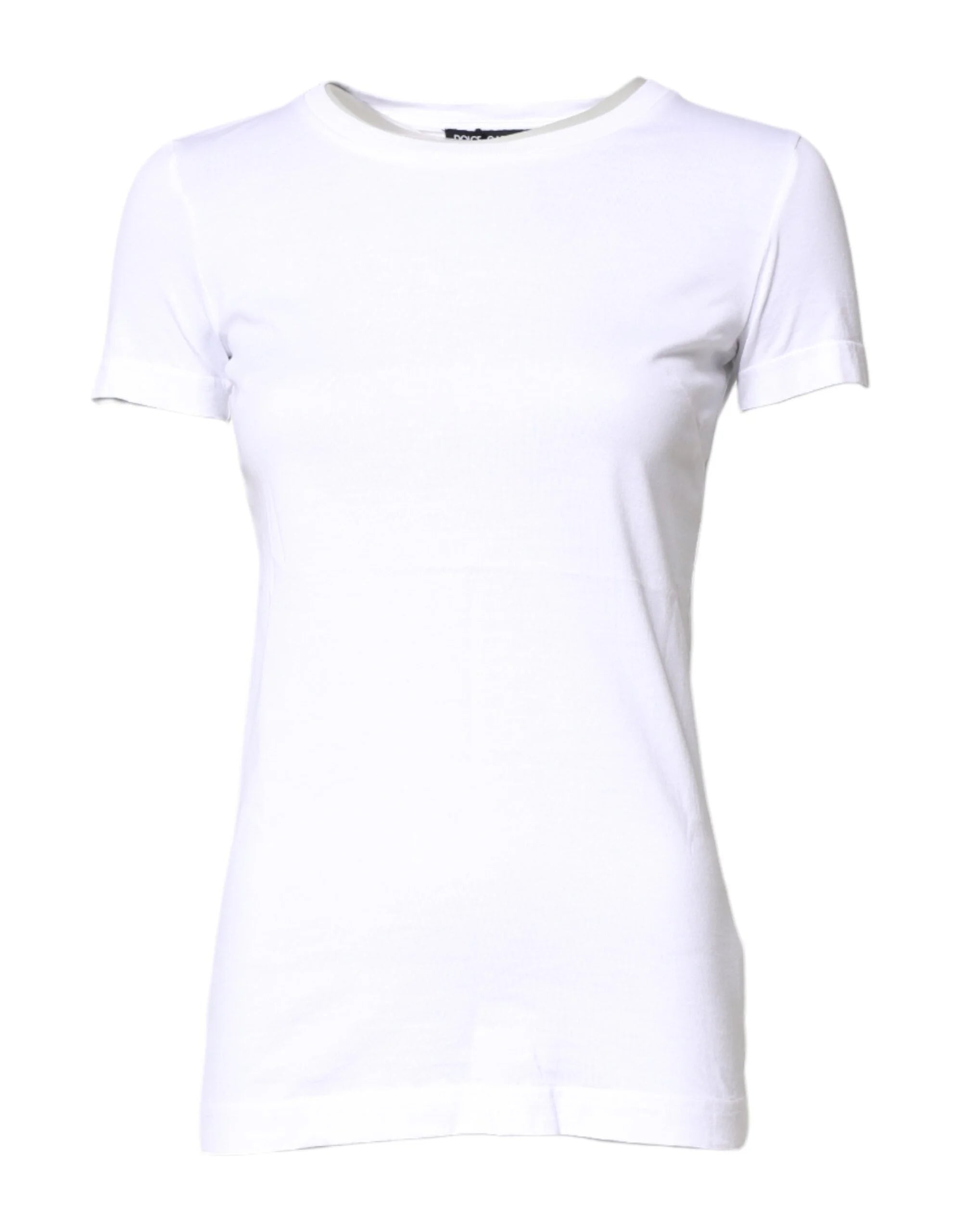 Dolce & Gabbana White Cotton Crew Neck Short Sleeves T-shirt - IT36|XXS - T-Shirts