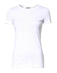 Dolce & Gabbana White Cotton Crew Neck Short Sleeves T-shirt - IT36|XXS - T-Shirts