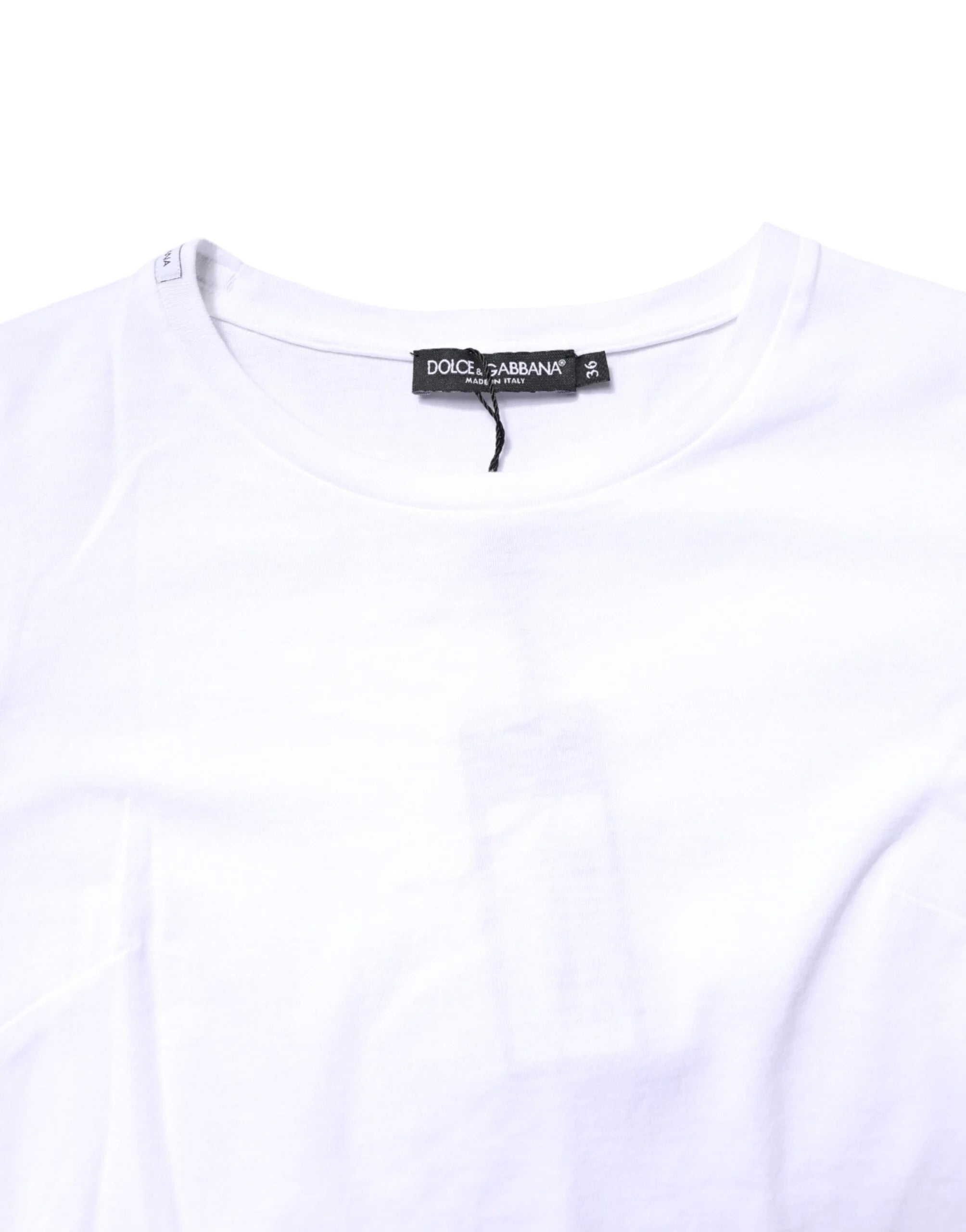 Dolce & Gabbana White Cotton Crew Neck Short Sleeves T-shirt - IT36|XXS - T-Shirts