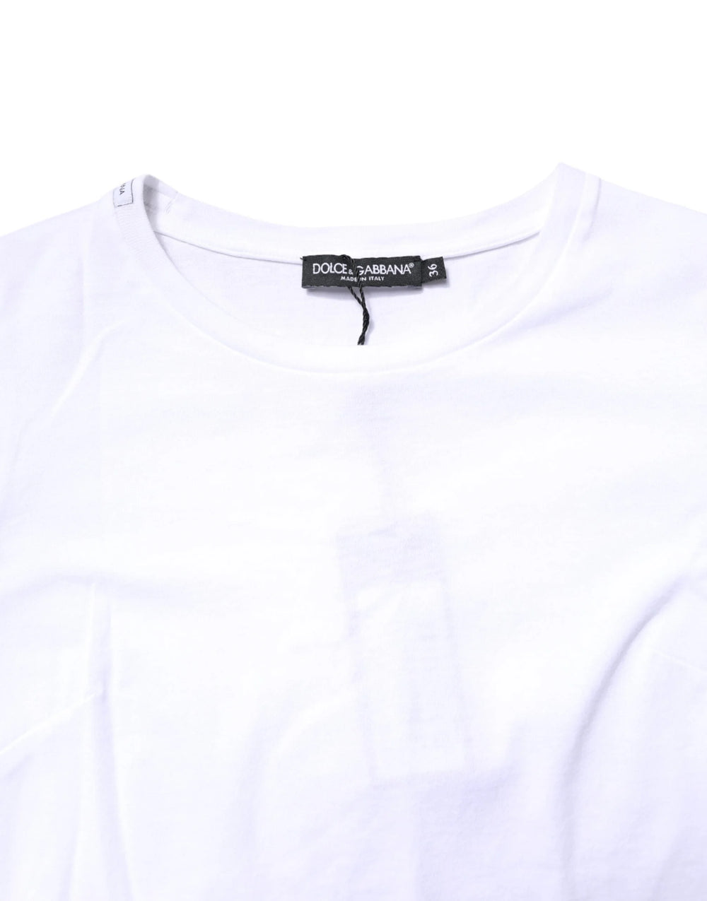Dolce & Gabbana White Cotton Crew Neck Short Sleeves T-shirt - IT36|XXS - T-Shirts