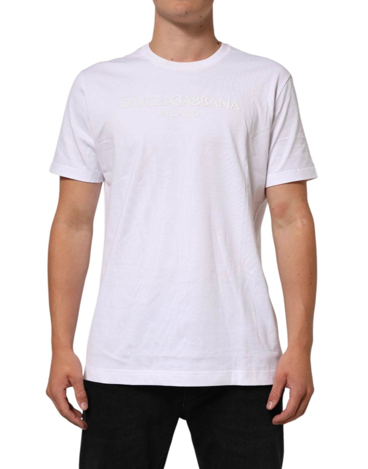 Dolce & Gabbana White Cotton Crew Neck Short Sleeves T-shirt - IT54 | XL - T-Shirts