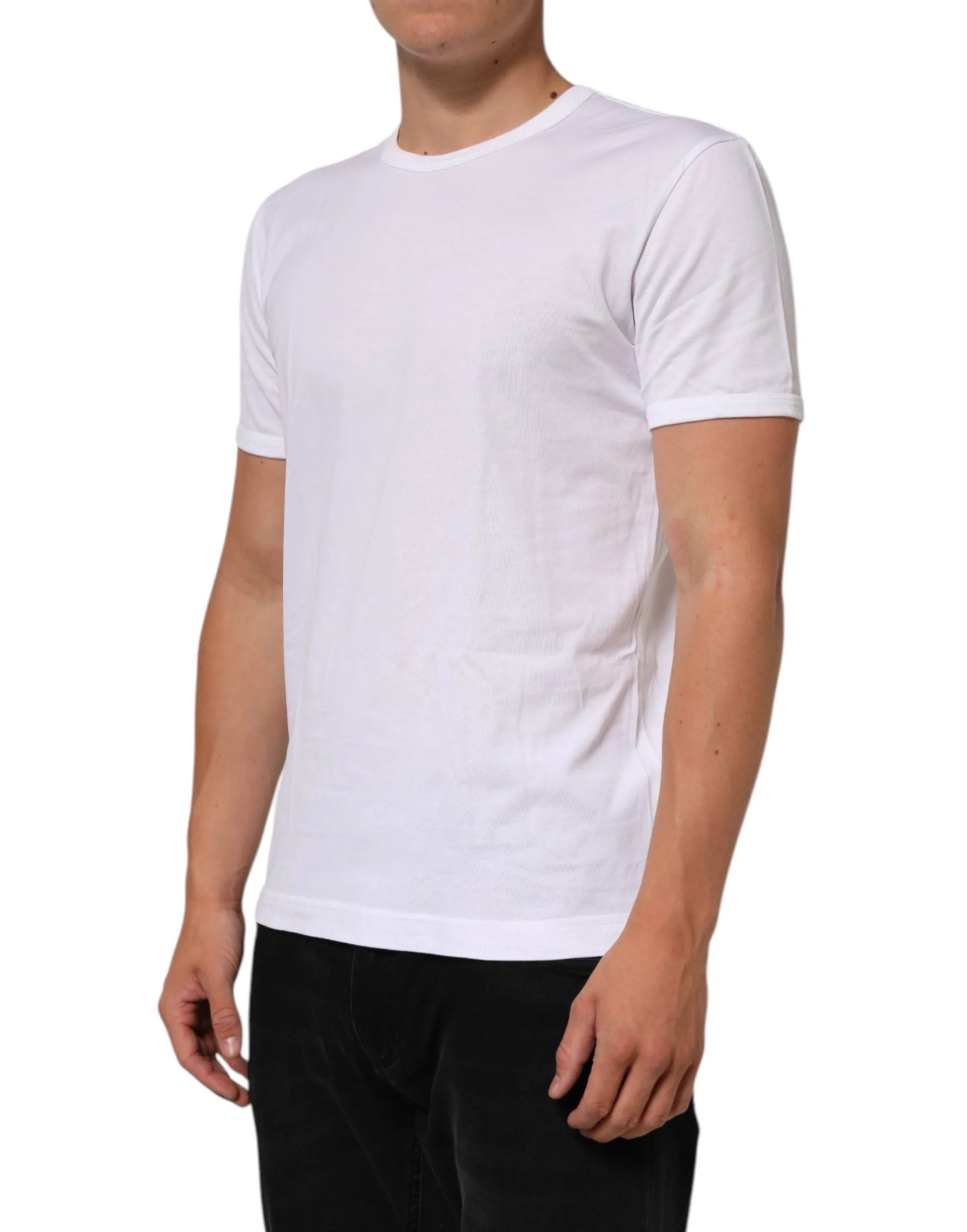 Dolce & Gabbana White Cotton Crew Neck Short Sleeves T-shirt - IT54 | XL - T-Shirts