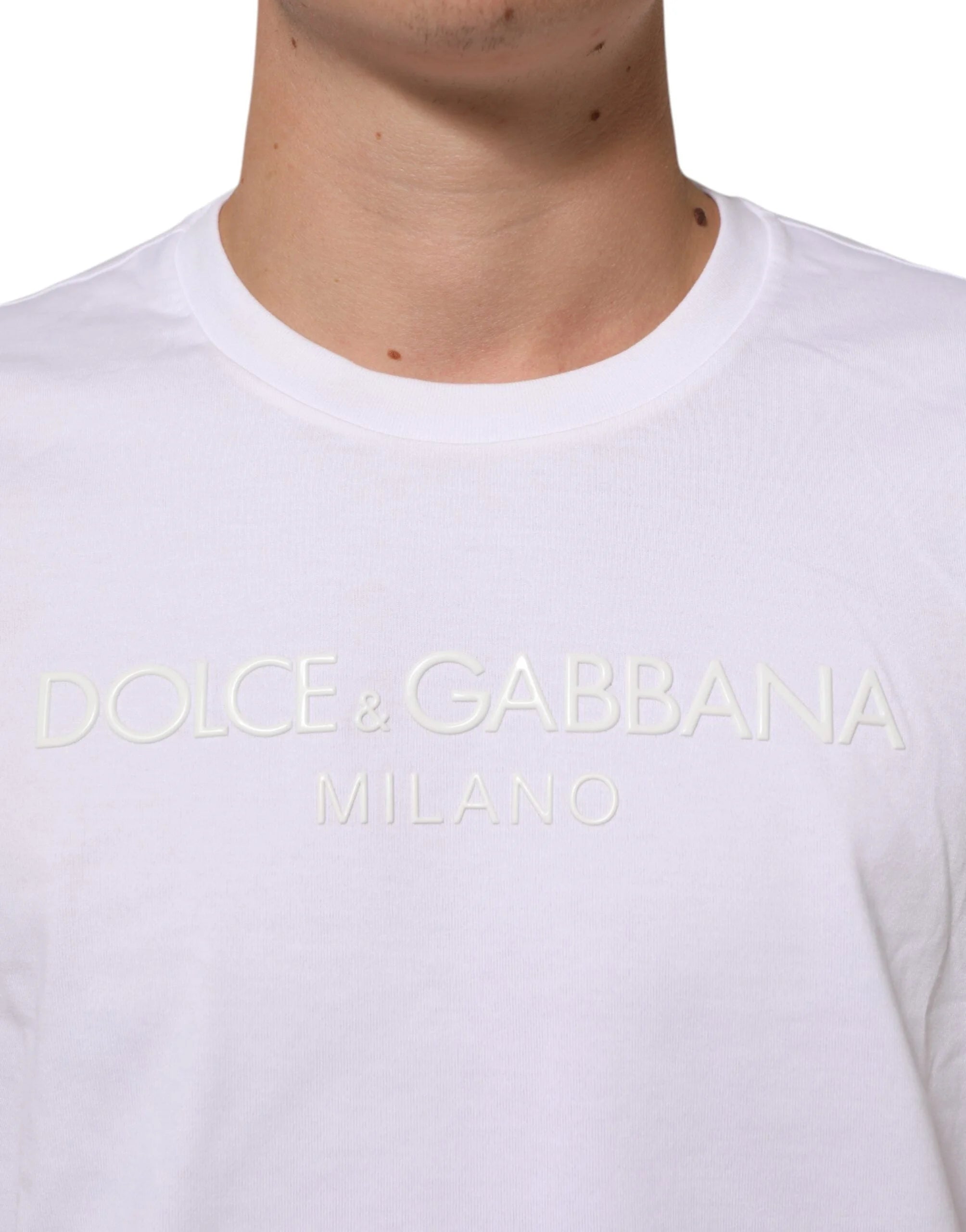 Dolce & Gabbana White Cotton Crew Neck Short Sleeves T-shirt - IT54 | XL - T-Shirts