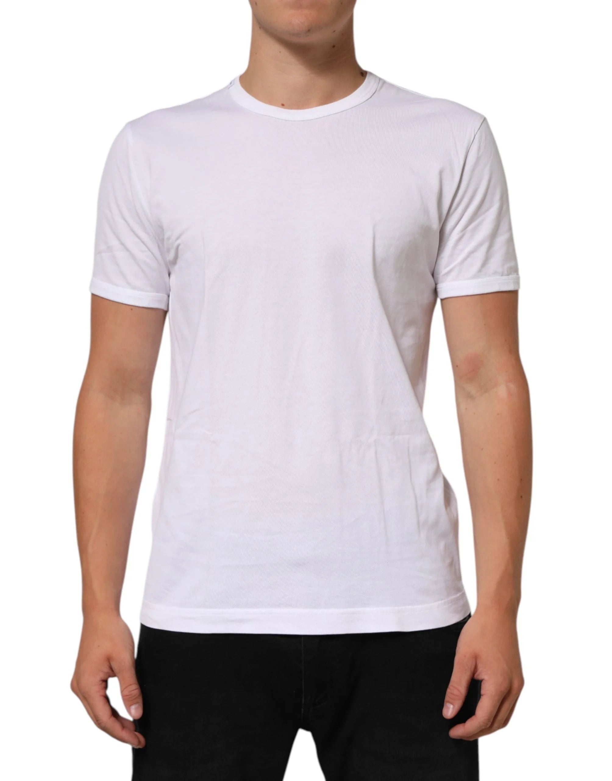 Dolce & Gabbana White Cotton Crew Neck Short Sleeves T-shirt - IT54 | XL - T-Shirts