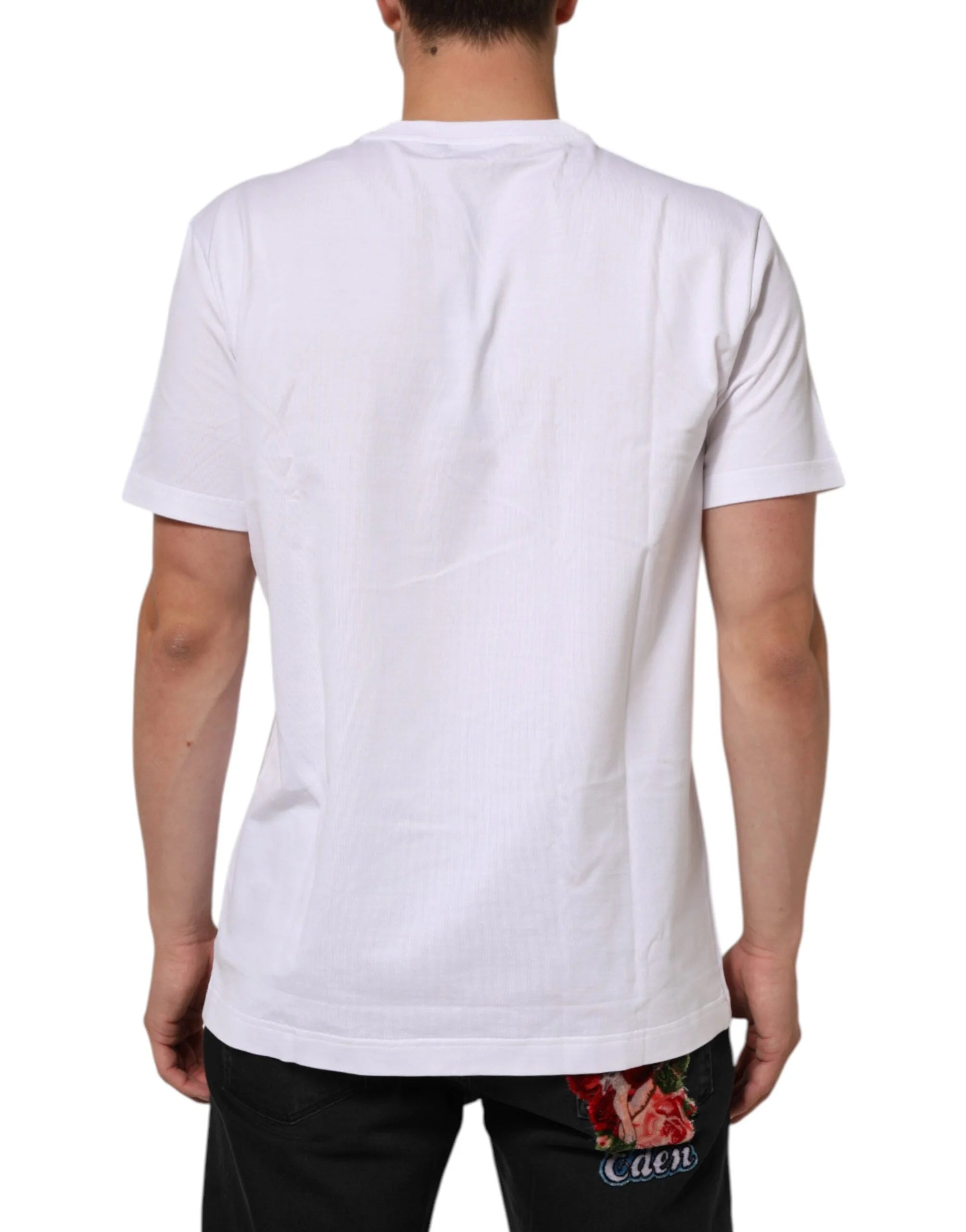 Dolce & Gabbana White Cotton Crew Neck Short Sleeves T-shirt - IT54 | XL - T-Shirts