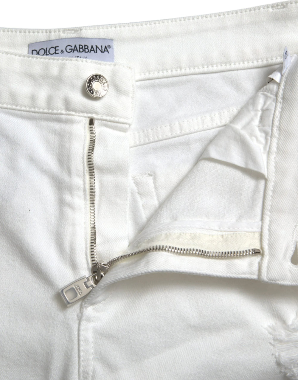 Dolce & Gabbana White Cotton Cropped Wide Leg Denim Jeans - IT42|M - Jeans