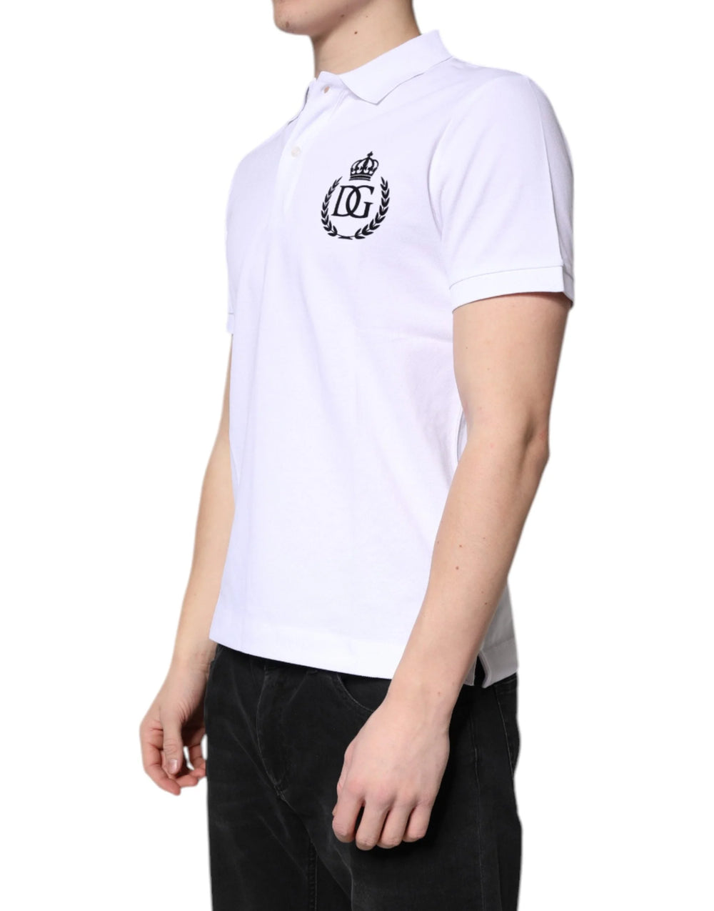 Dolce & Gabbana White Cotton Crown Collared Men Polo T-shirt - IT44 | XS - Polos