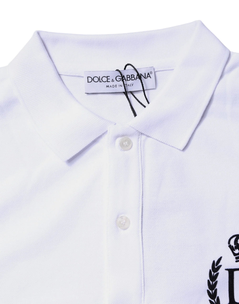 Dolce & Gabbana White Cotton Crown Collared Men Polo T-shirt - IT44 | XS - Polos