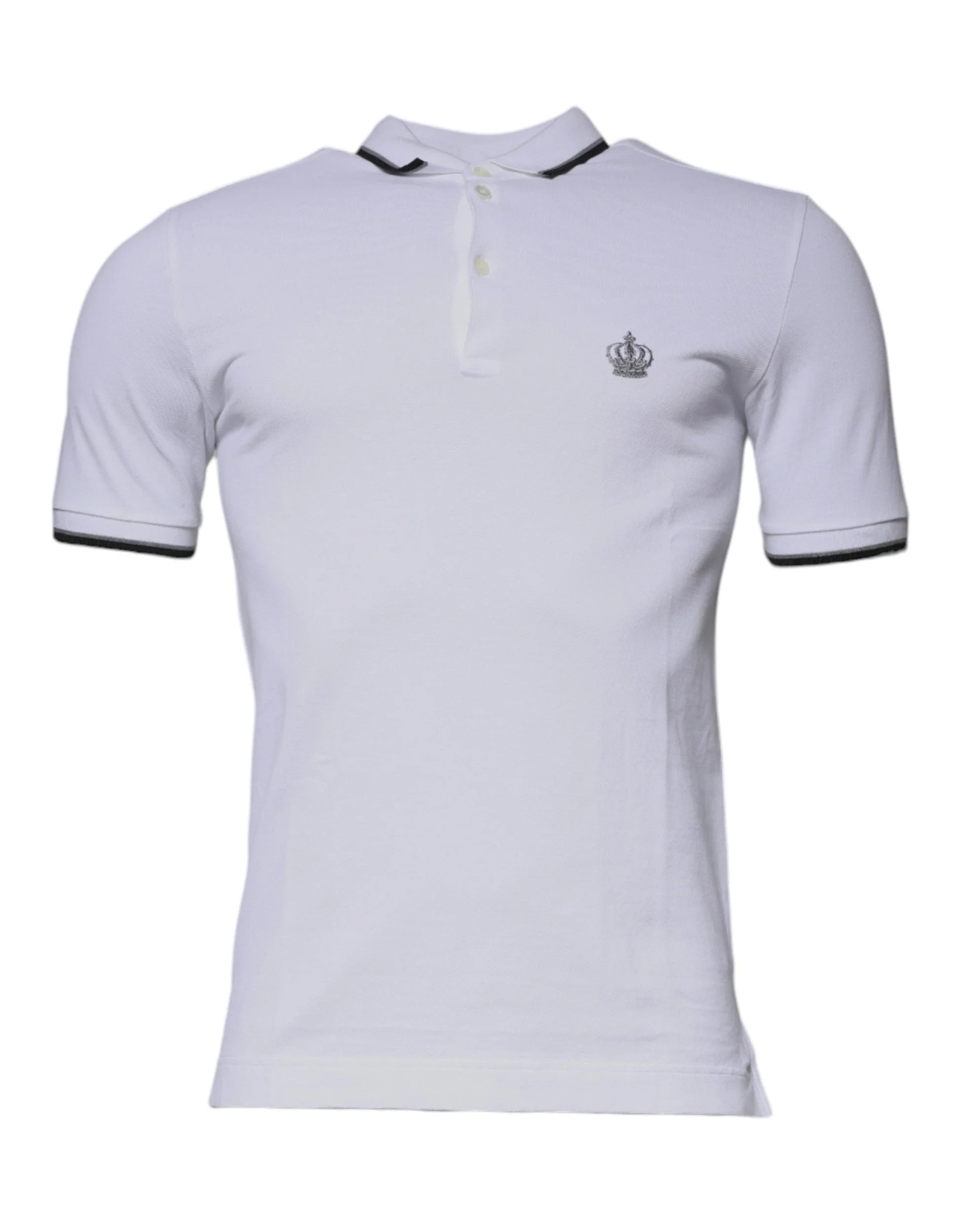 Dolce & Gabbana White Cotton Crown Collared Polo T-shirt - IT44 | XS - Polos